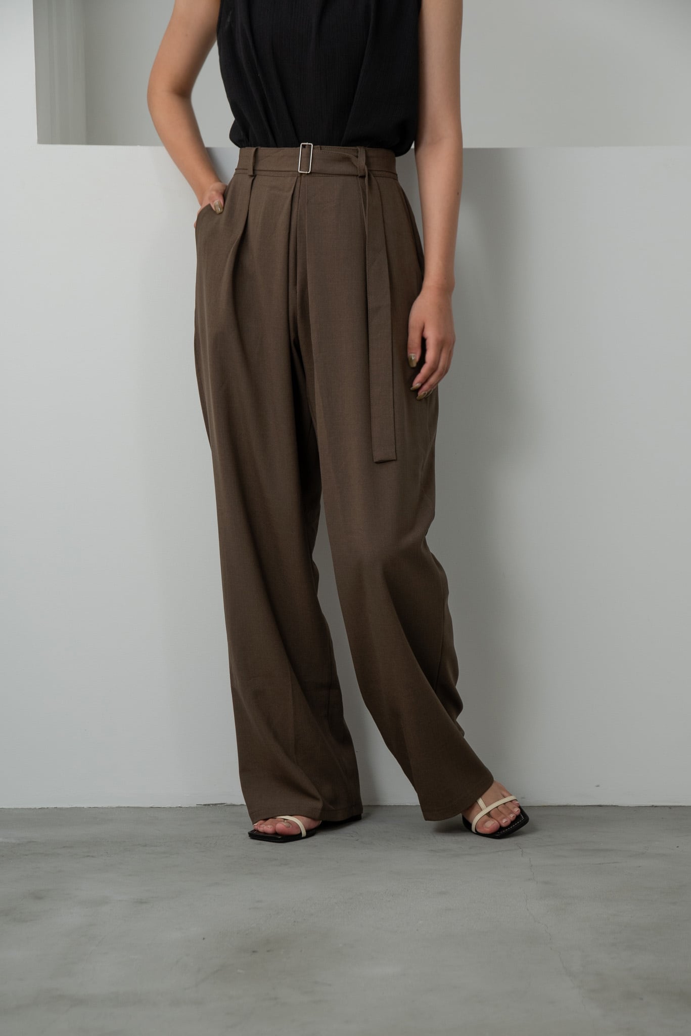 tuck straight belt set pants