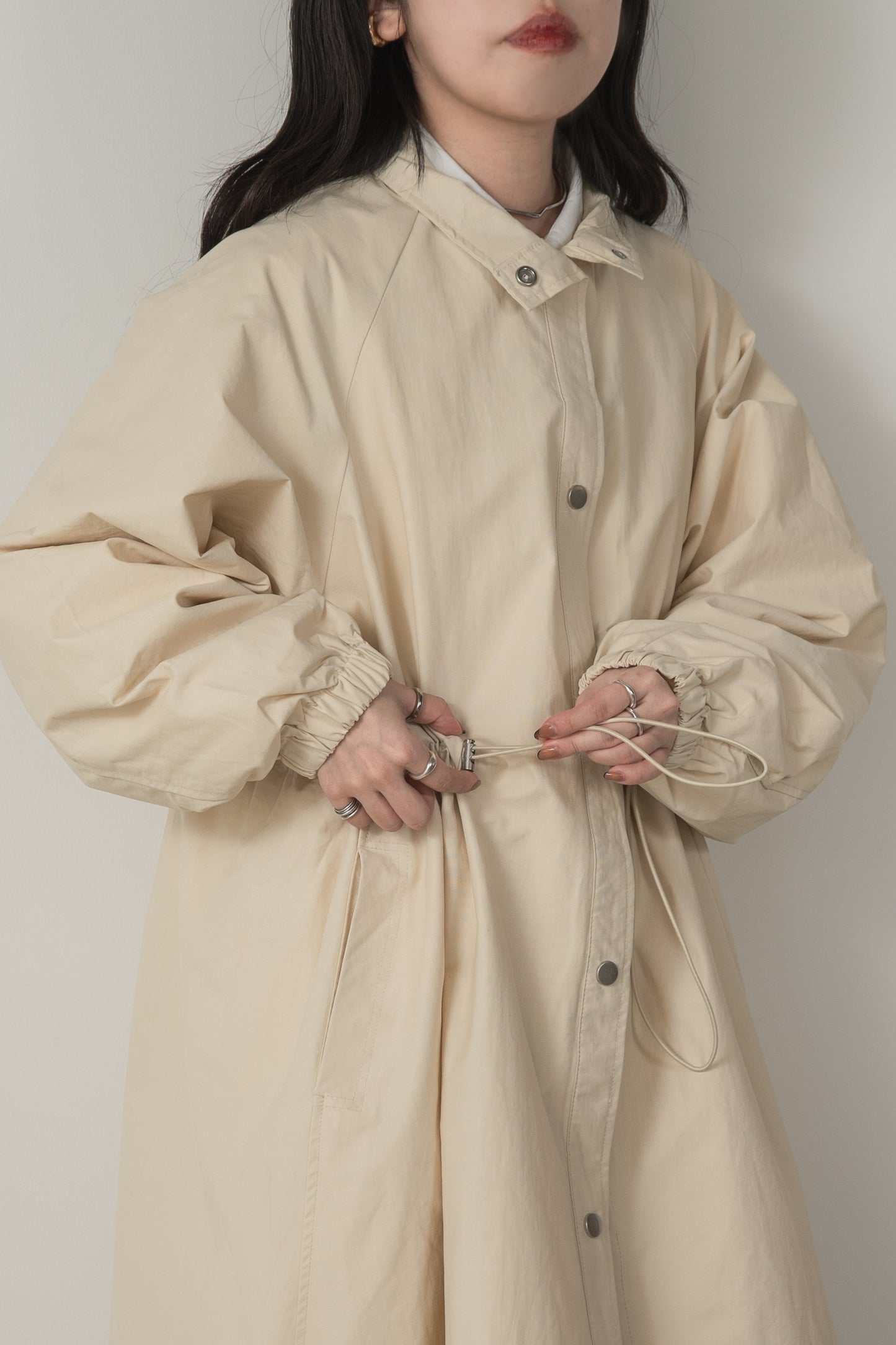 waist drawstring coat