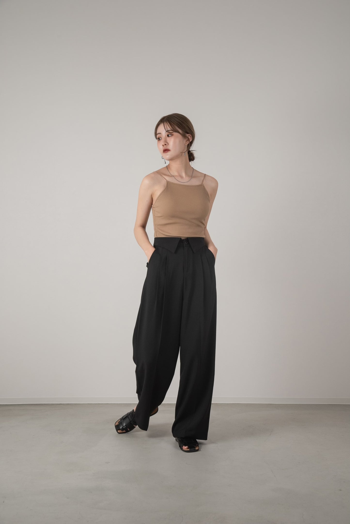 collar waist design pants