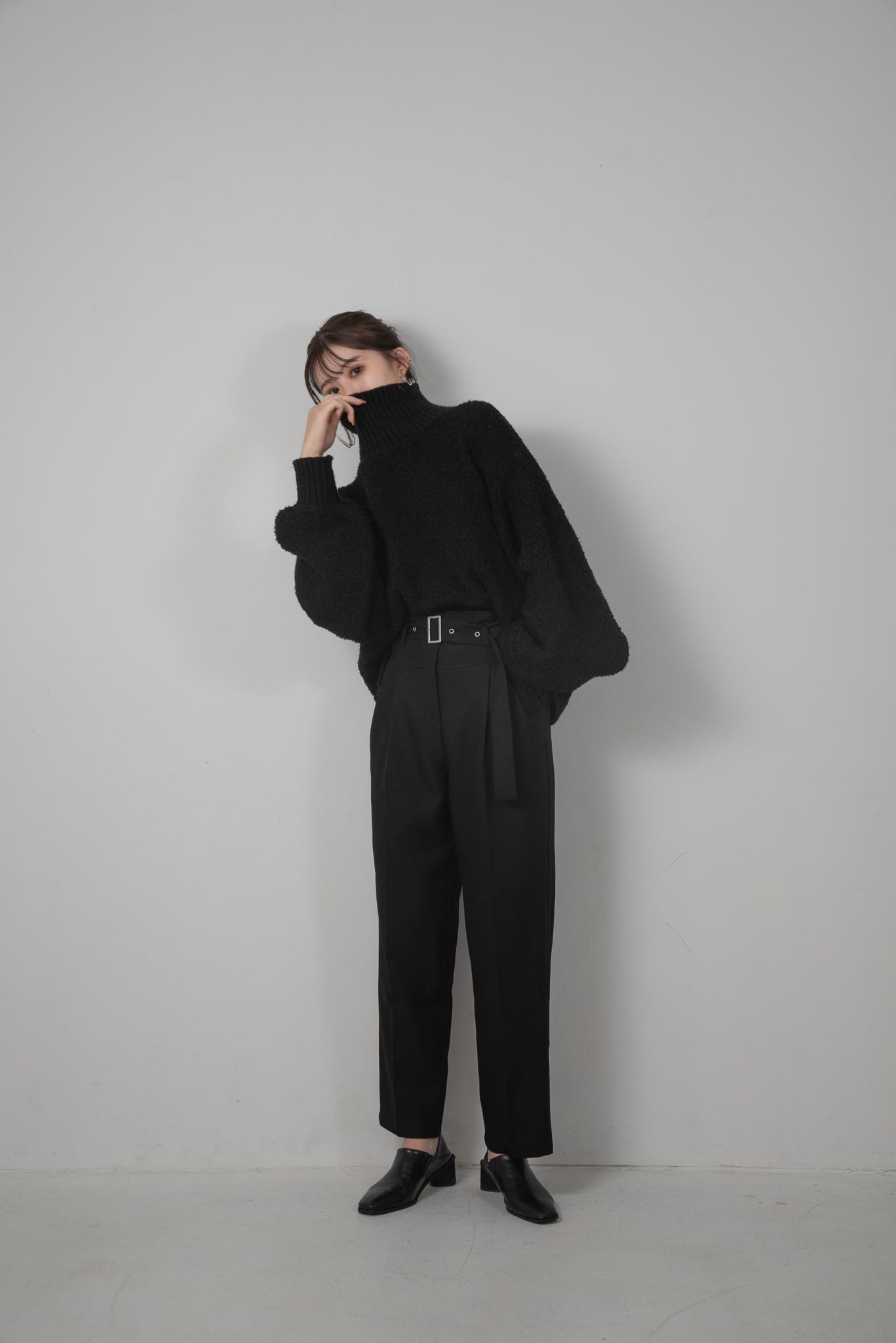 boucle lantern sleeve pullover