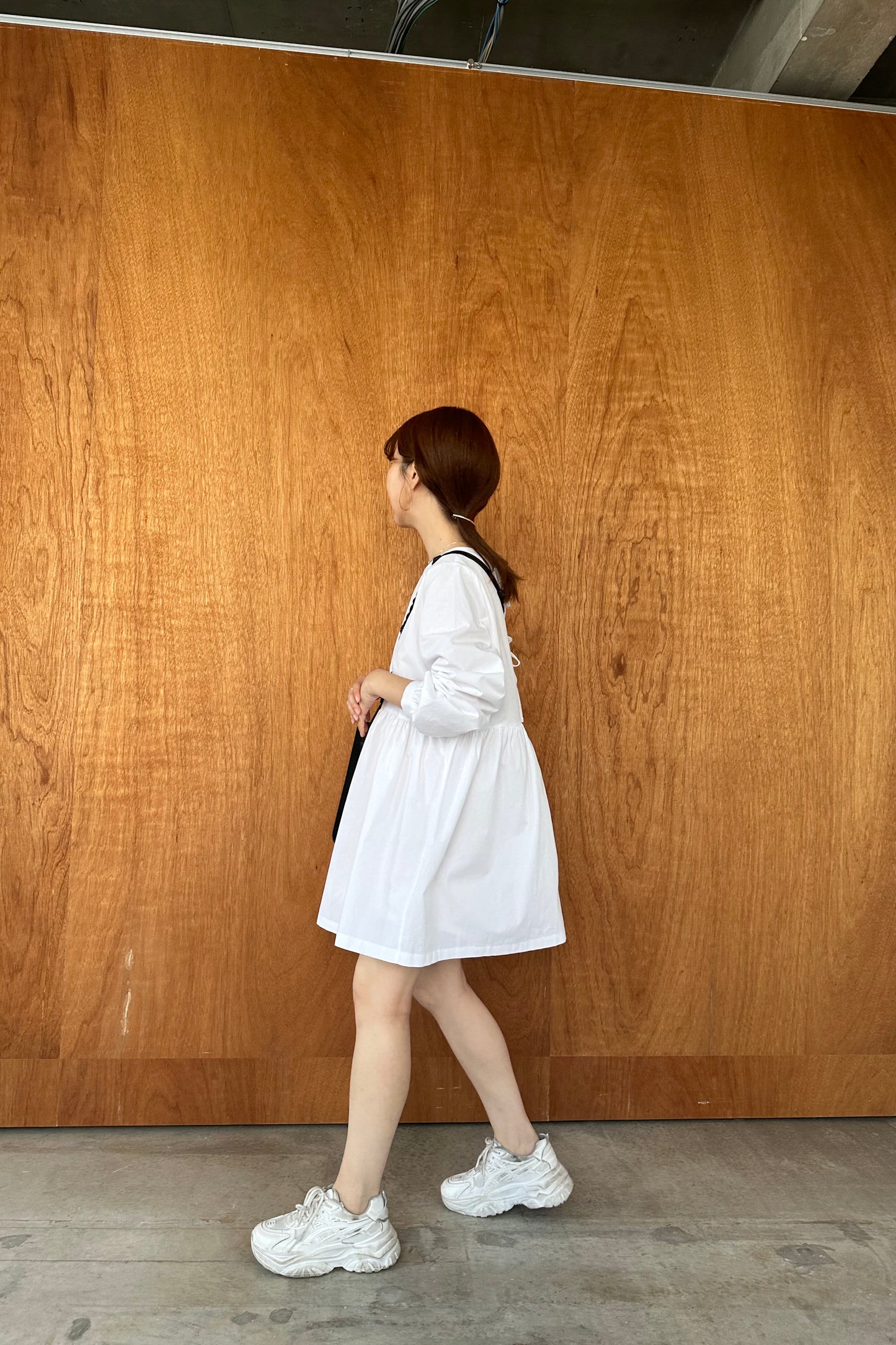 double ribbon gather blouse