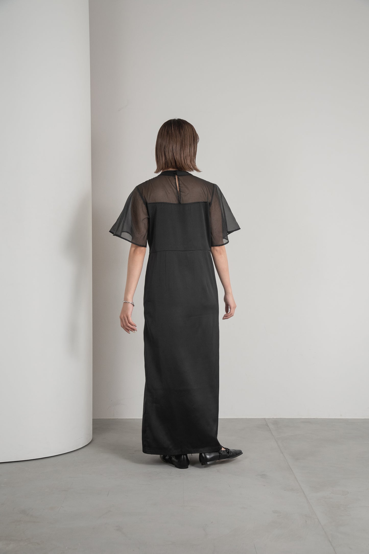 sheer flare sleeve dress