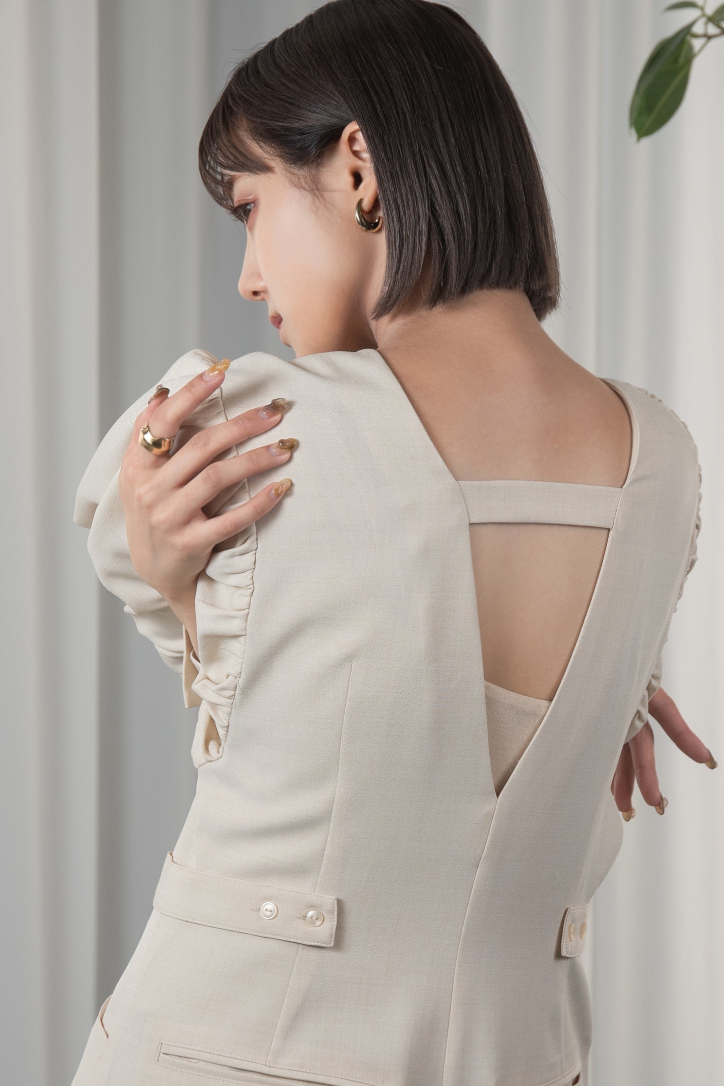 front button balloon sleeve combinaison