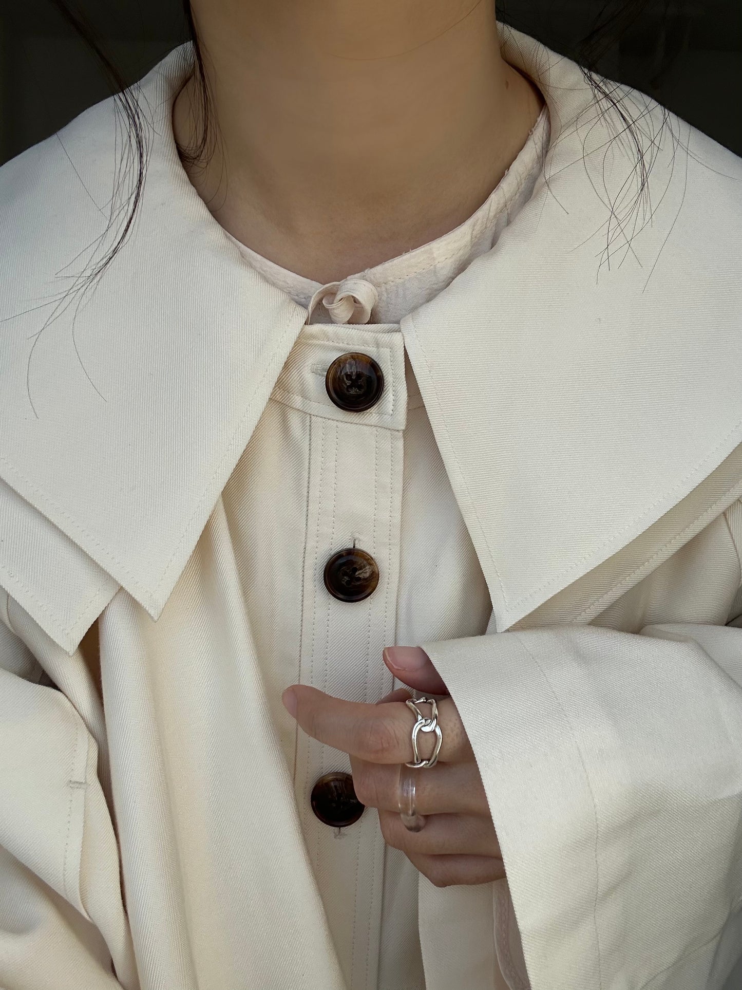 double collar 2way midi trench