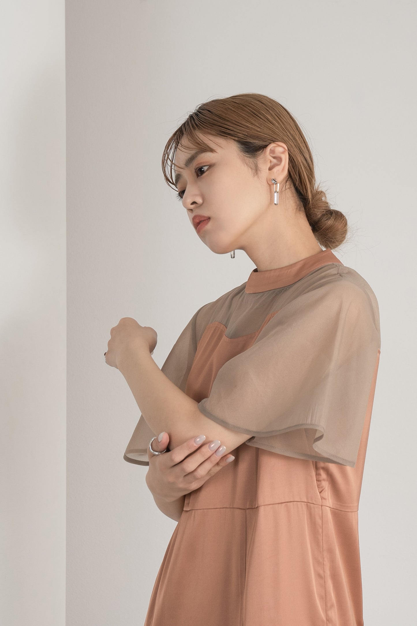 sheer flare sleeve dress