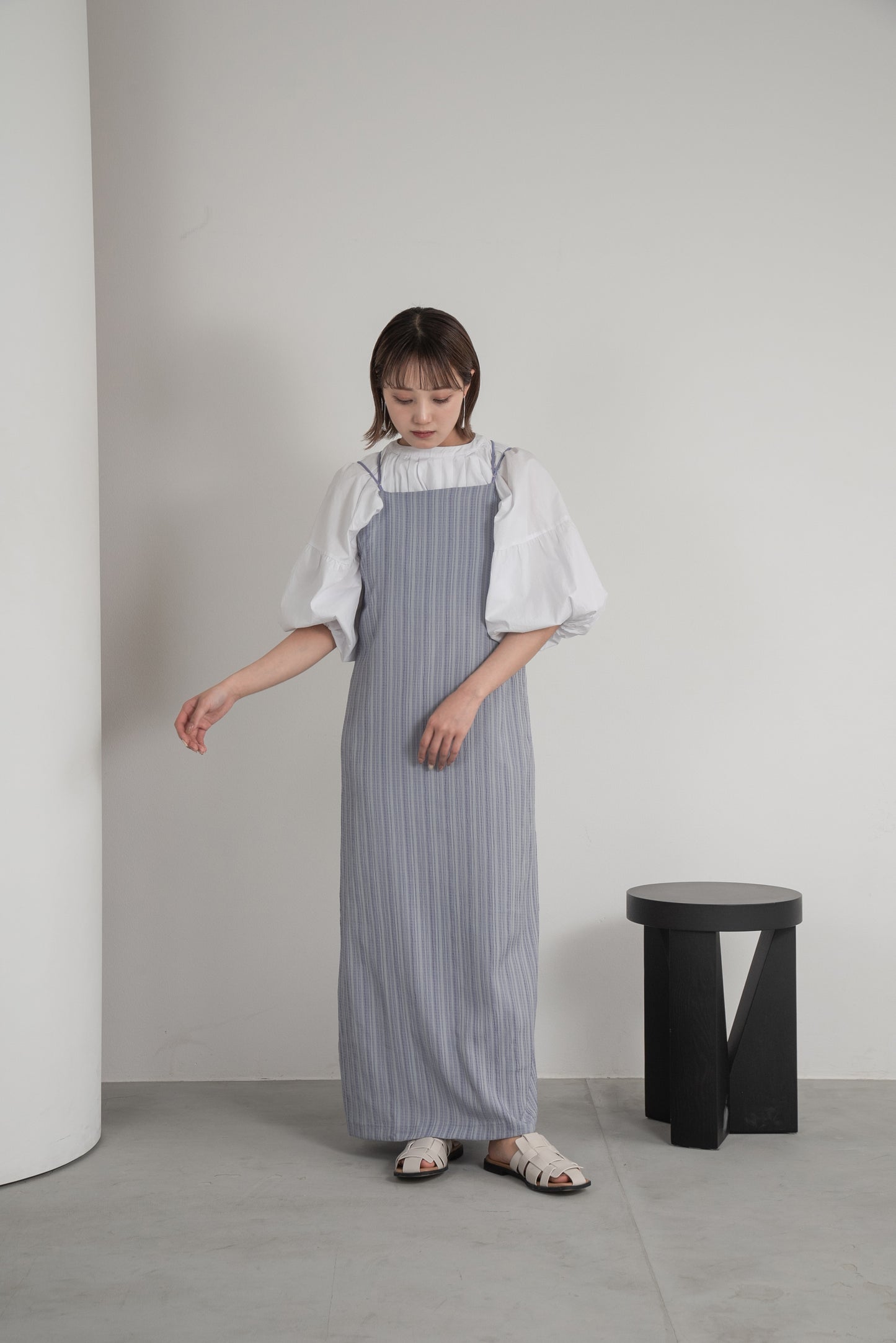 striped crepe back cross ops