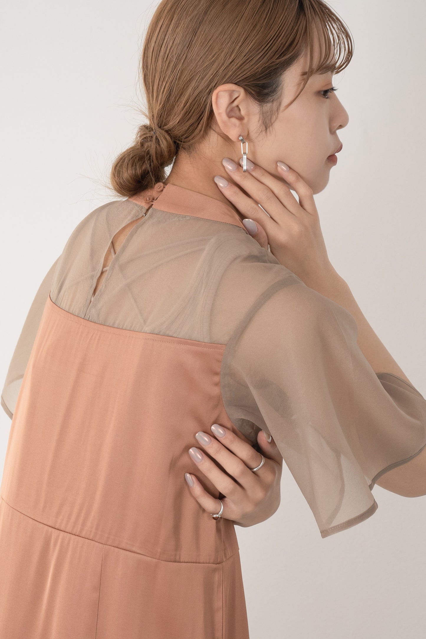 sheer flare sleeve dress