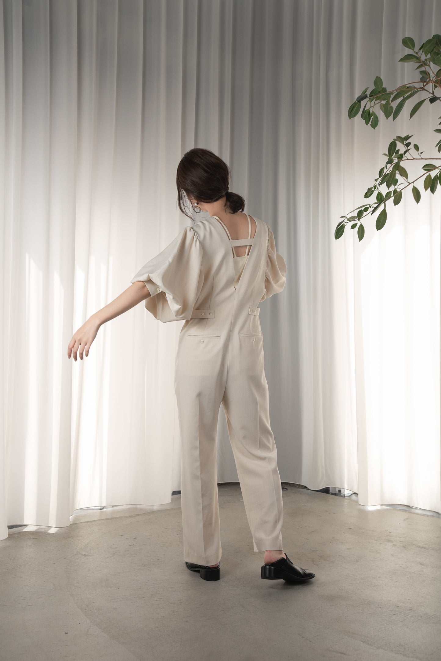 front button balloon sleeve combinaison