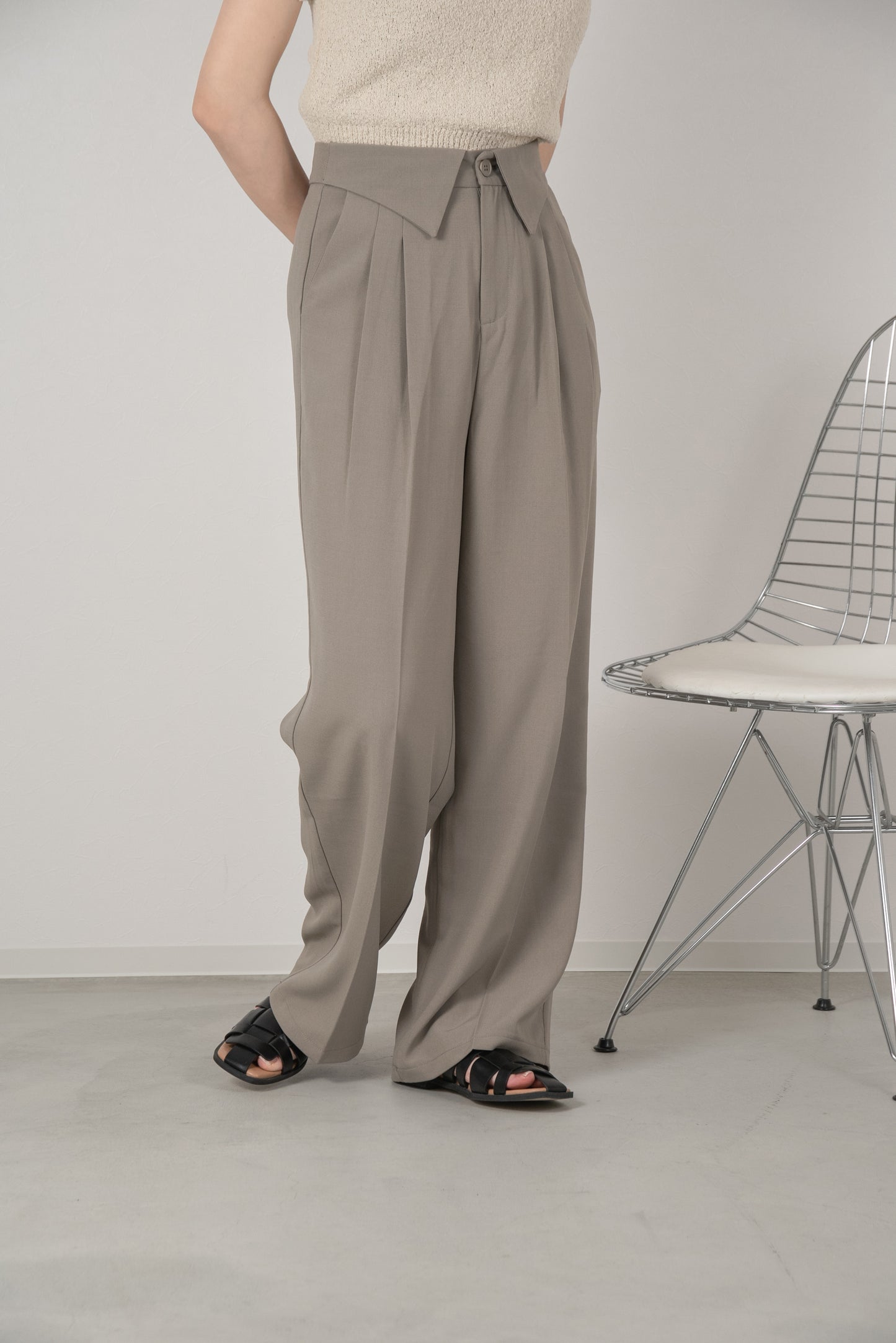 collar waist design pants