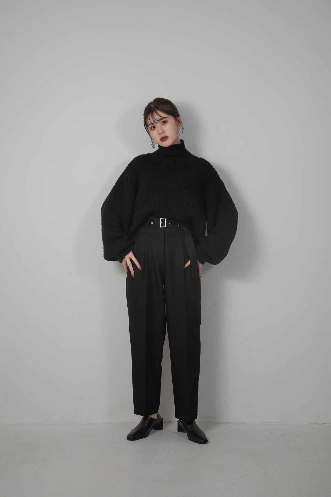 boucle lantern sleeve pullover