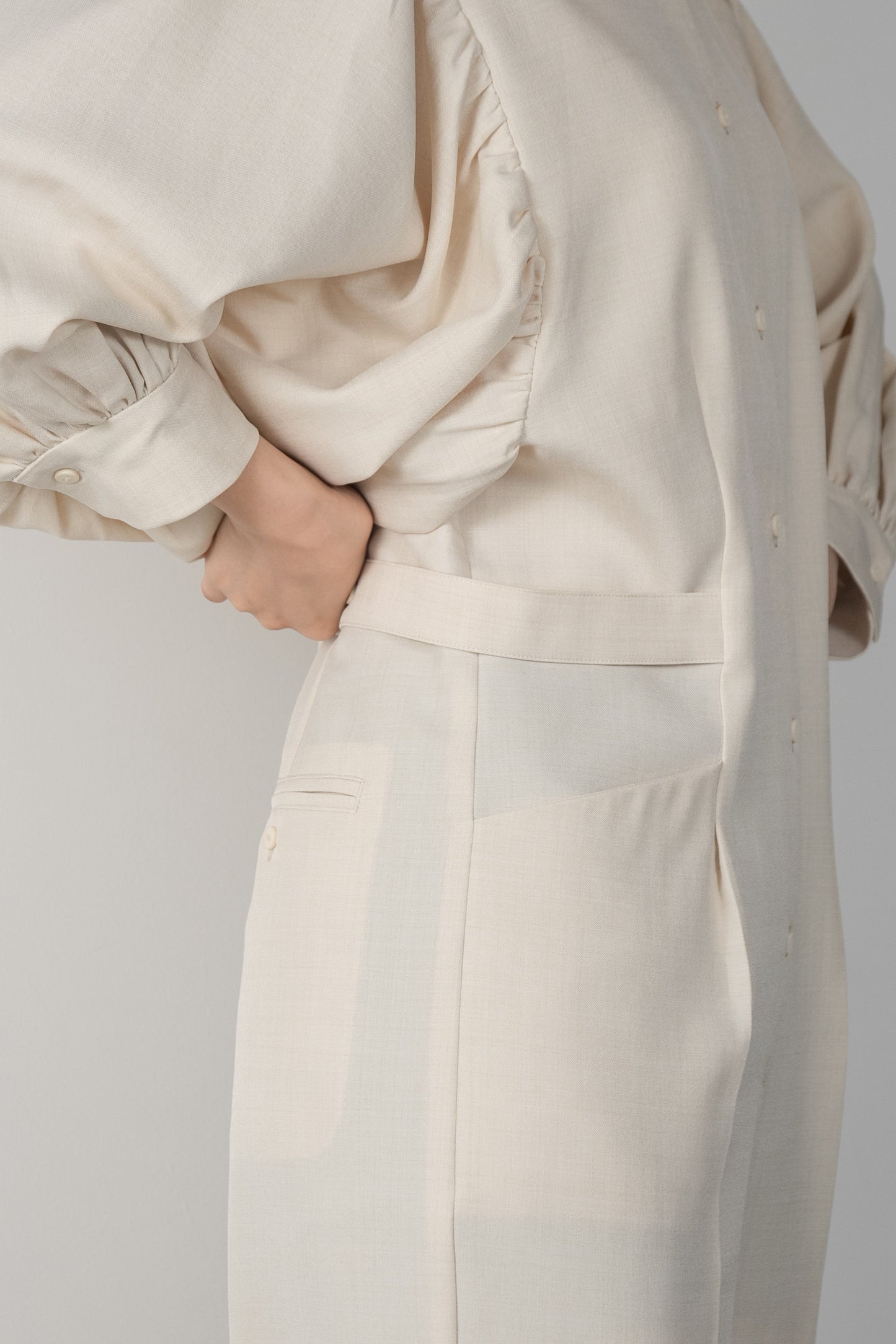 front button balloon sleeve combinaison