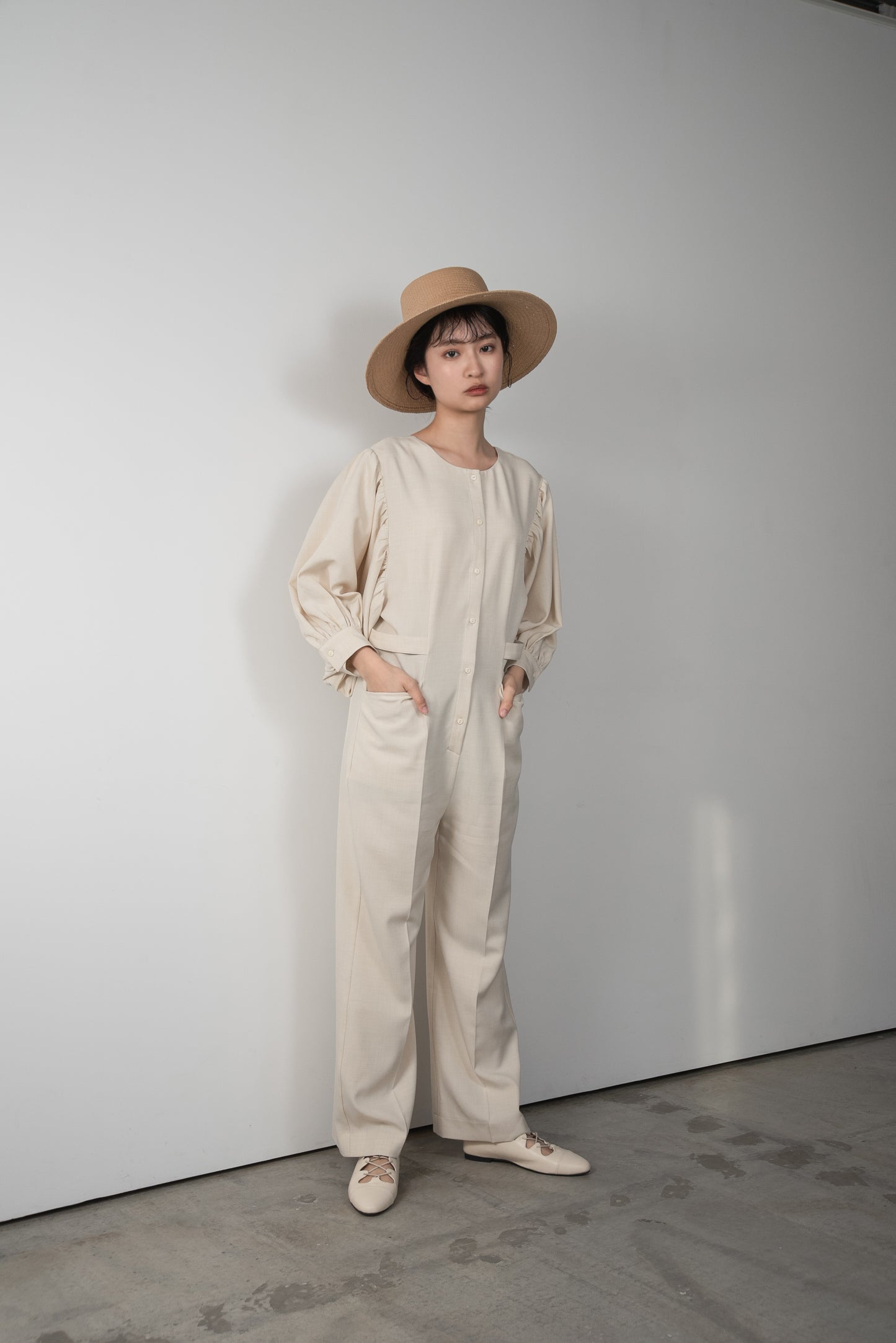 front button balloon sleeve combinaison