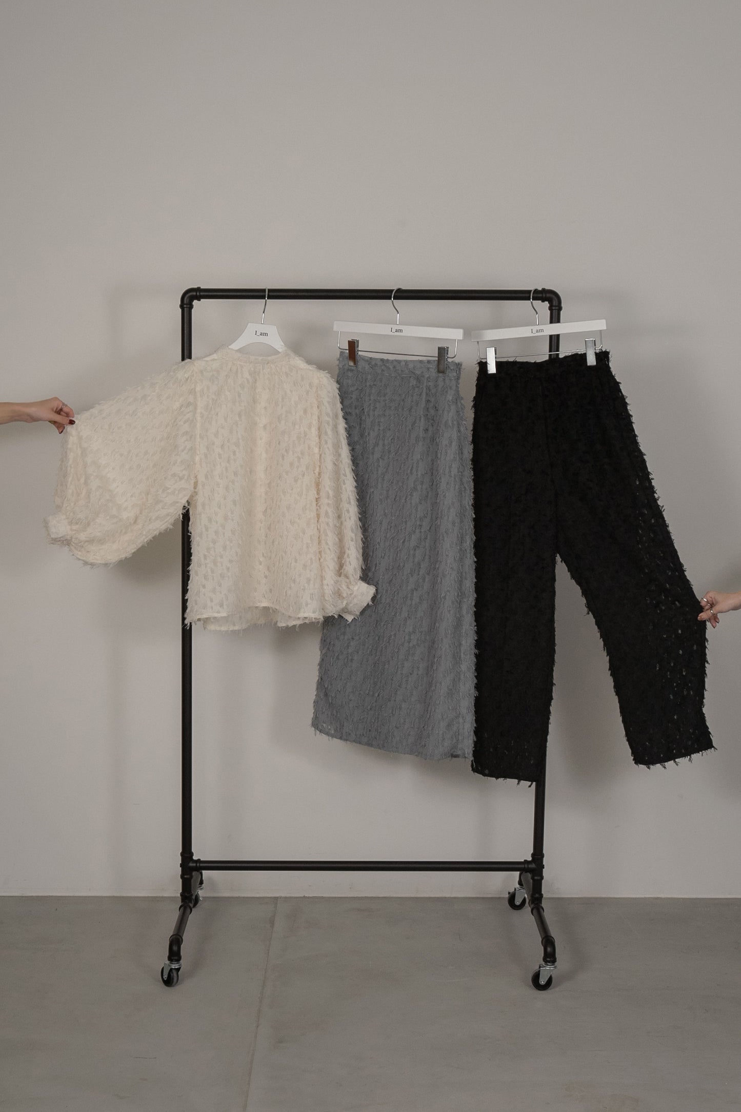 sheer jacquard pants