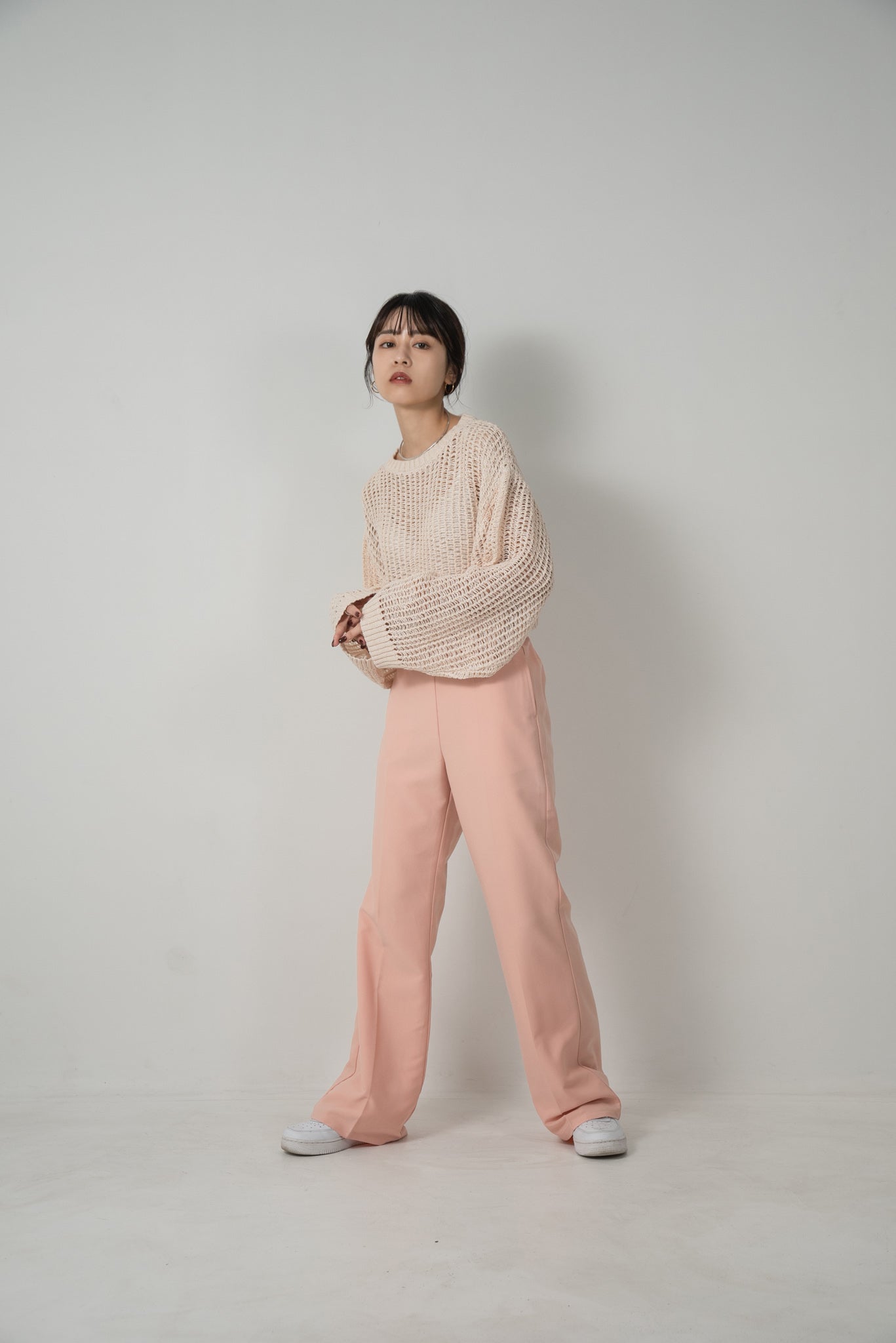 pale tone mesh pullover