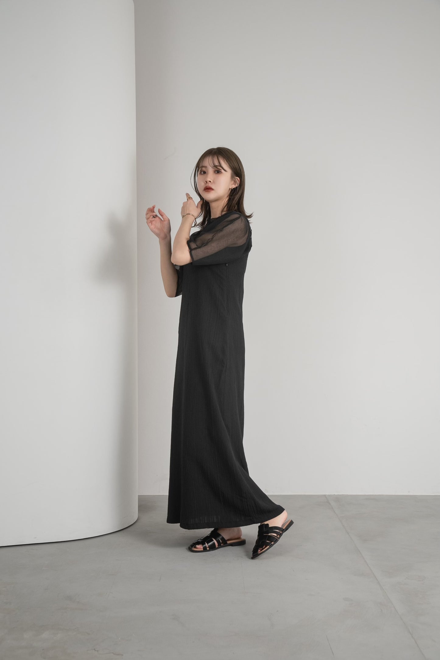 striped crepe back cross ops