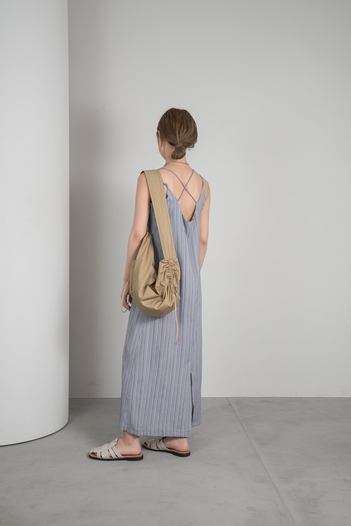 striped crepe back cross ops
