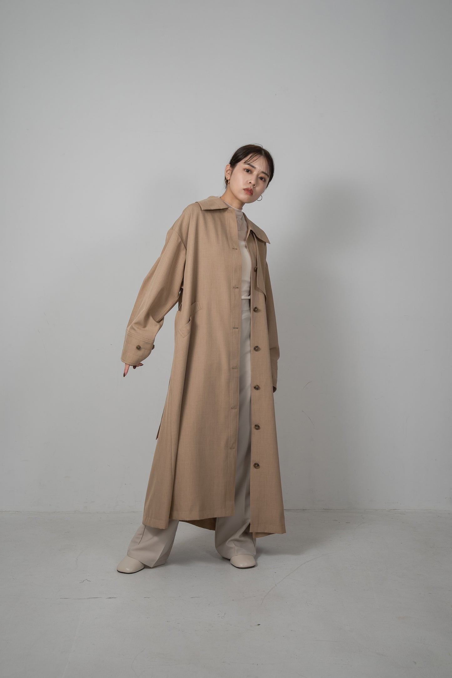 back flare light trench coat