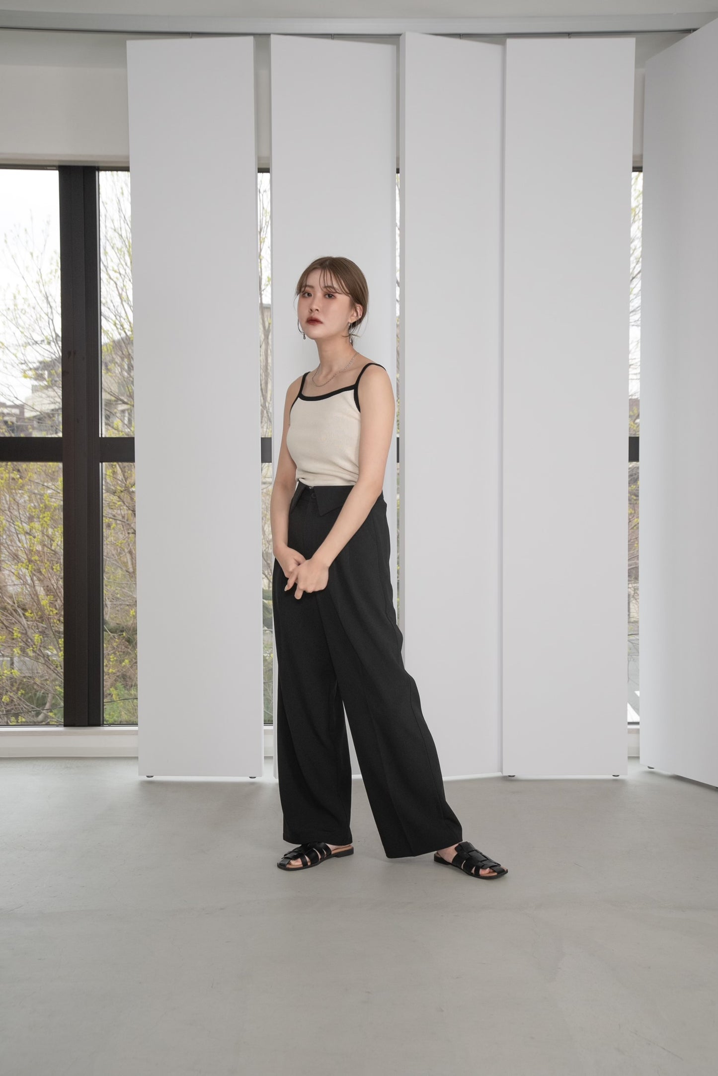 collar waist design pants