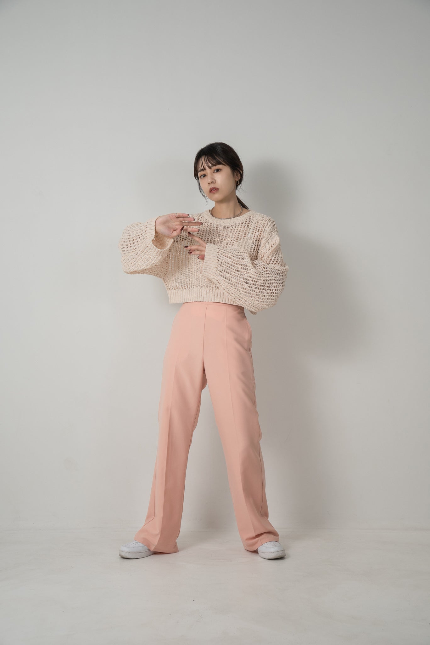 pale tone mesh pullover