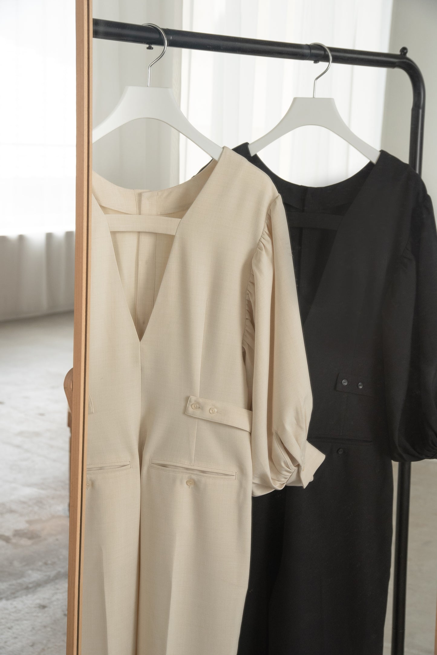 front button balloon sleeve combinaison