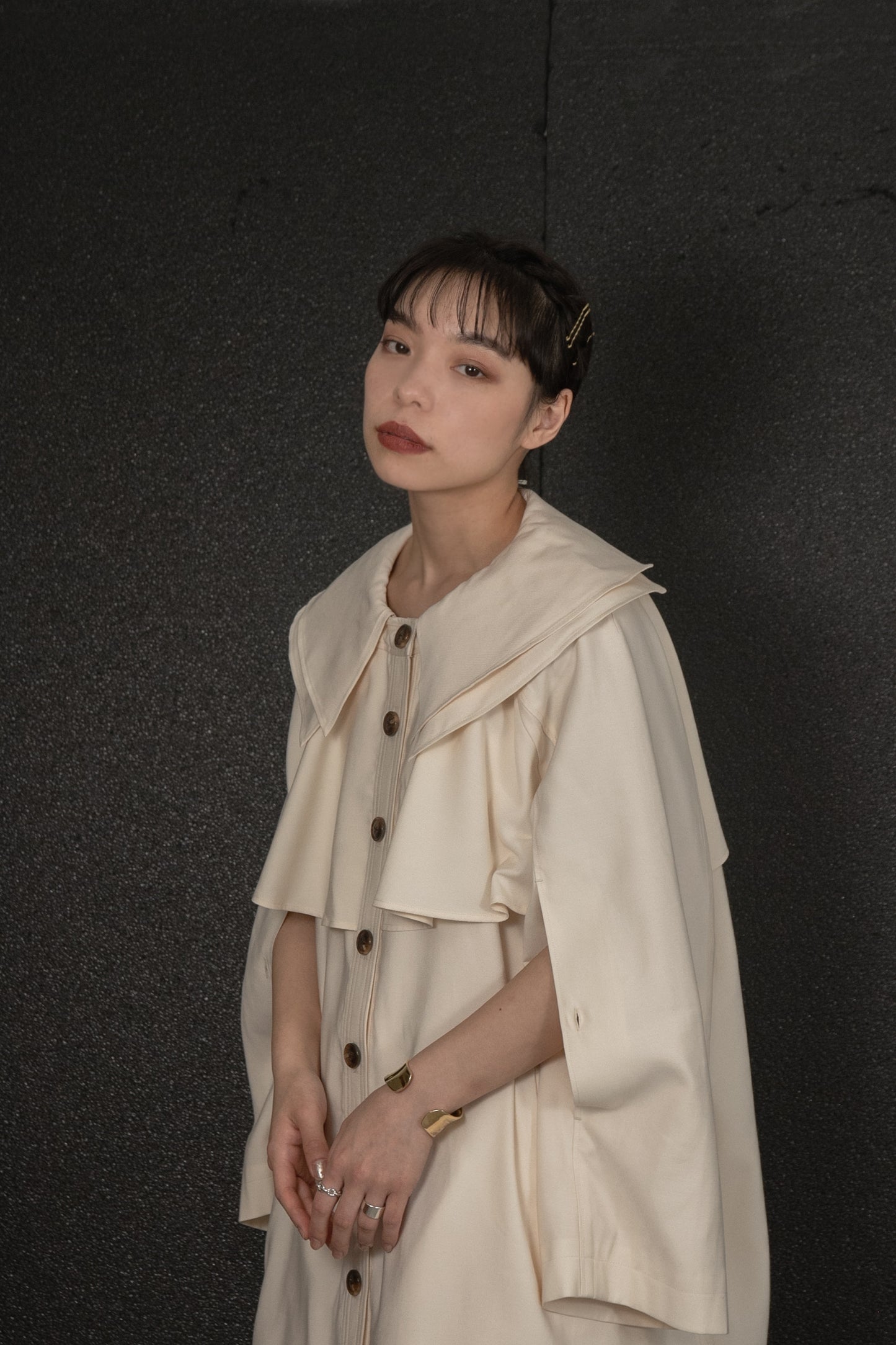 double collar 2way midi trench