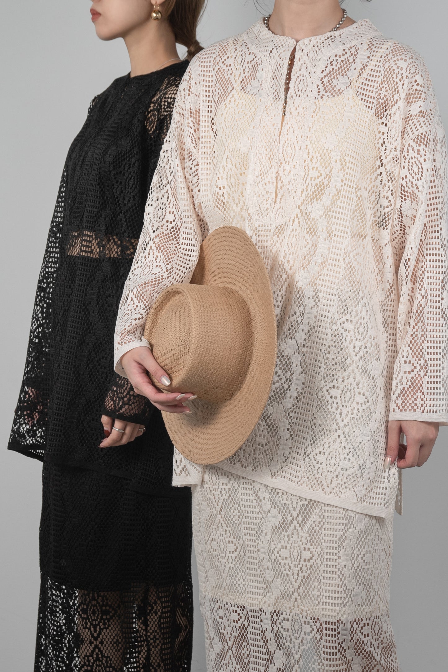 cut lace straight skirt