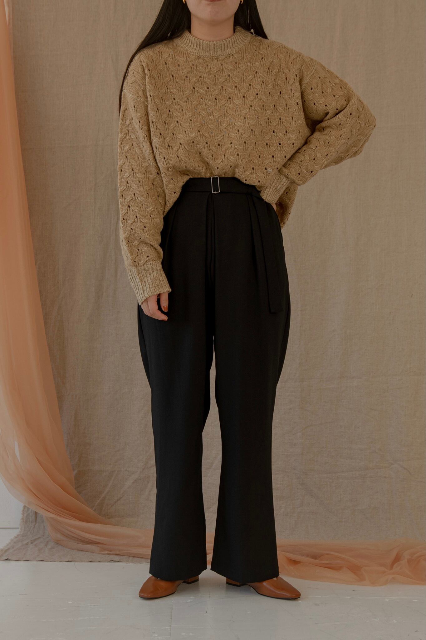 tuck straight belt set pants