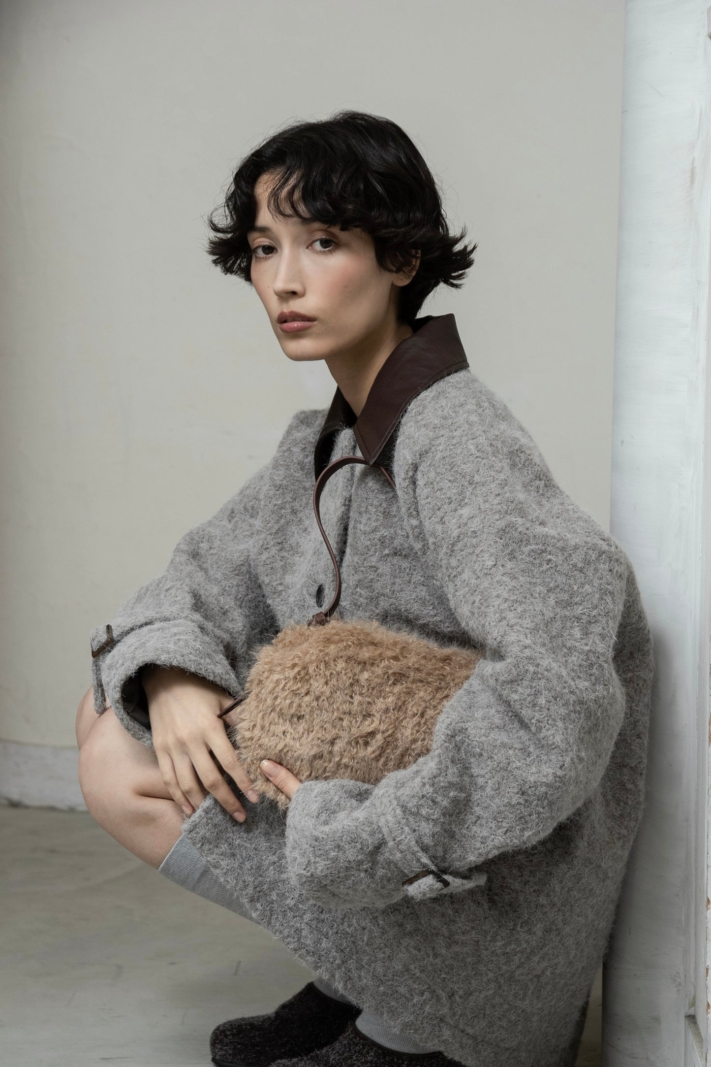 different material fluffy round bag