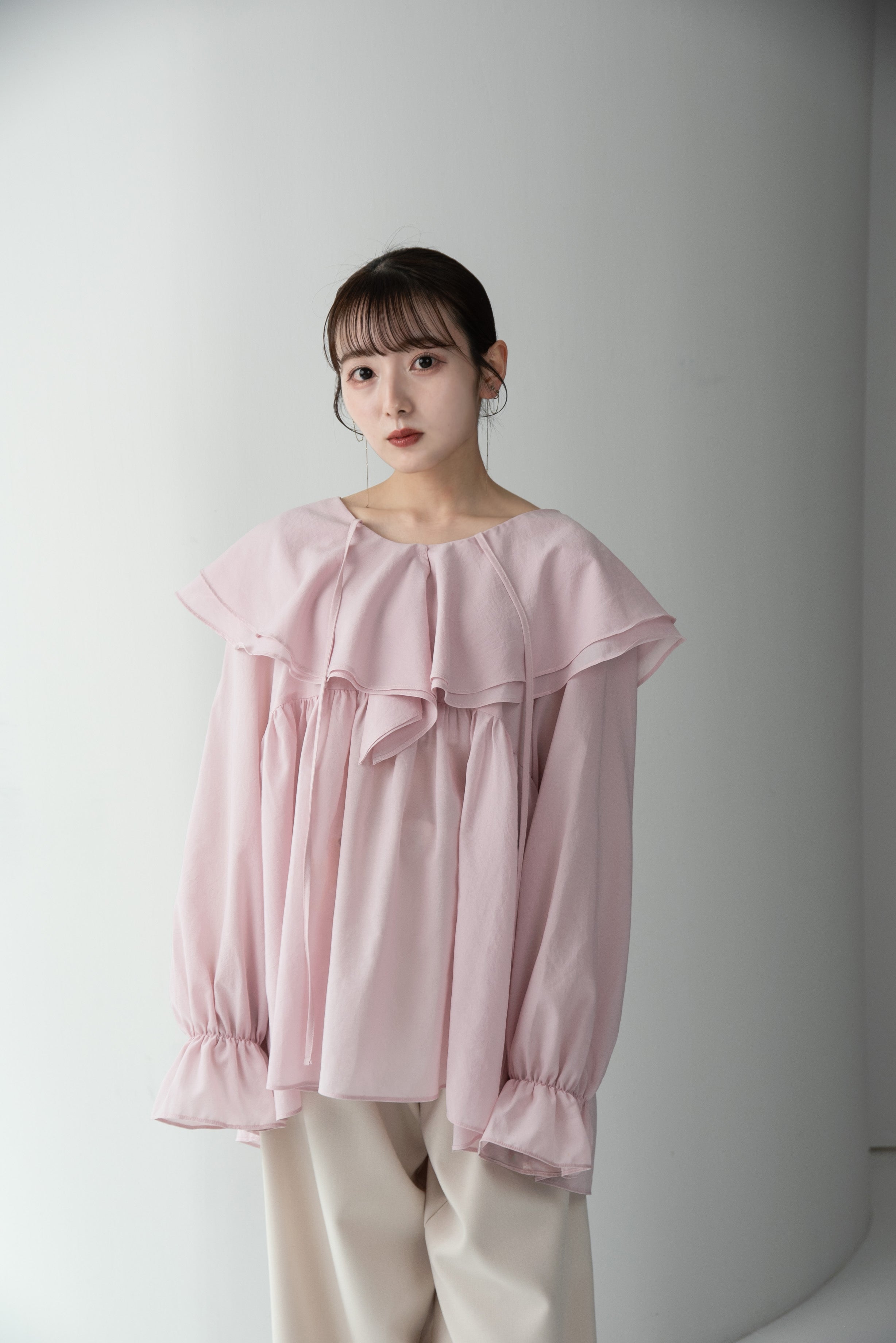 flare ribbon volume blouse