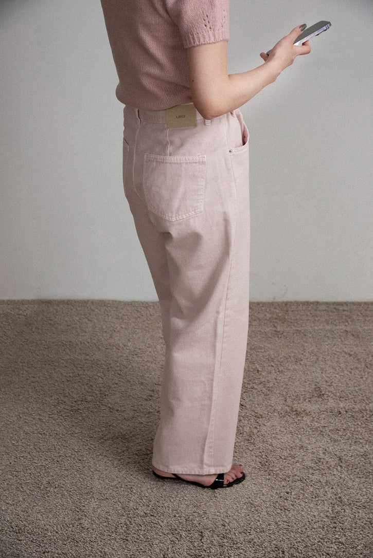 tuck button accent color pants