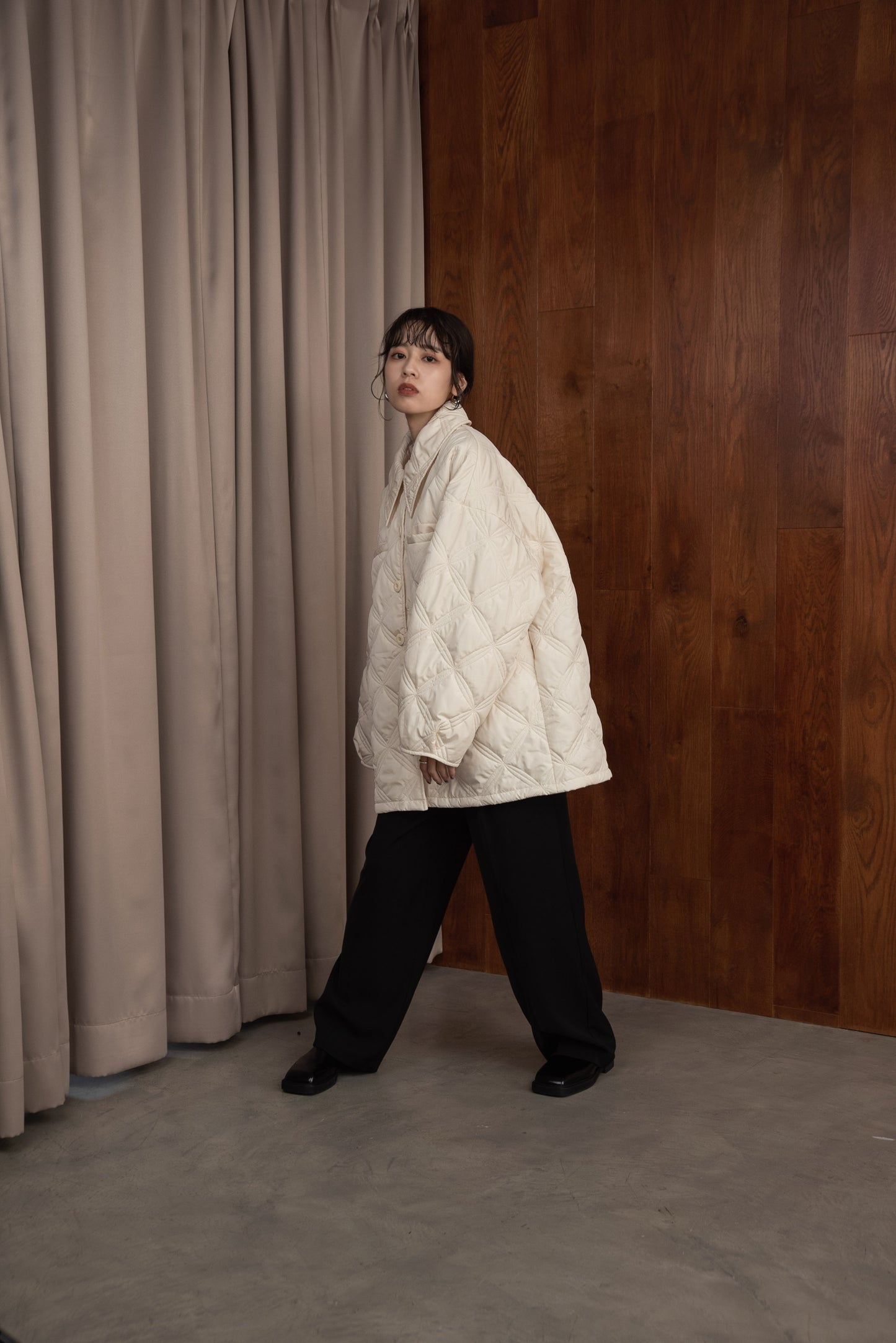big collar quilting jacket