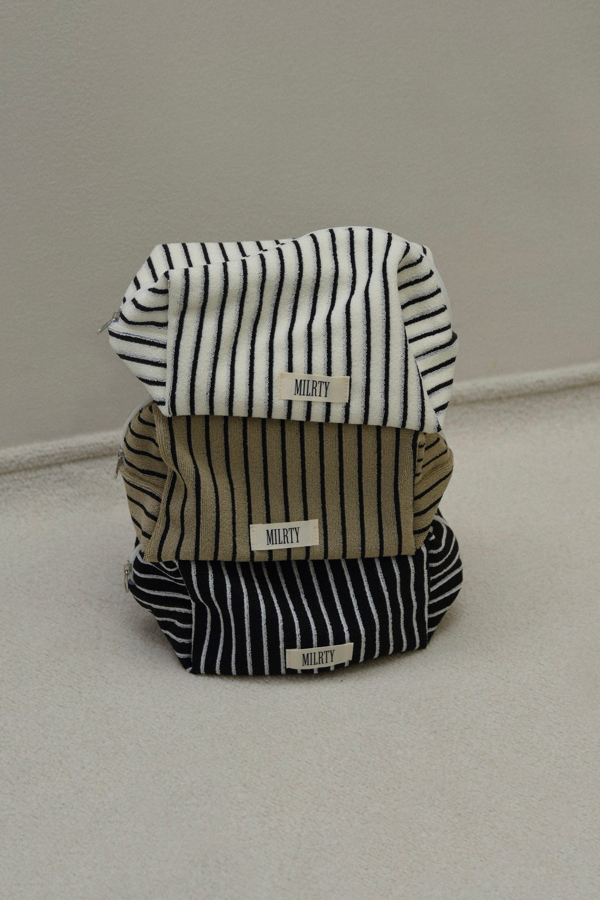 soft stripe terry square pouch