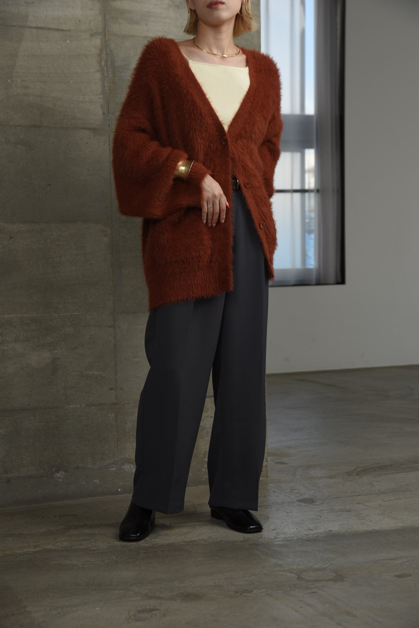 shaggy over size cardigan