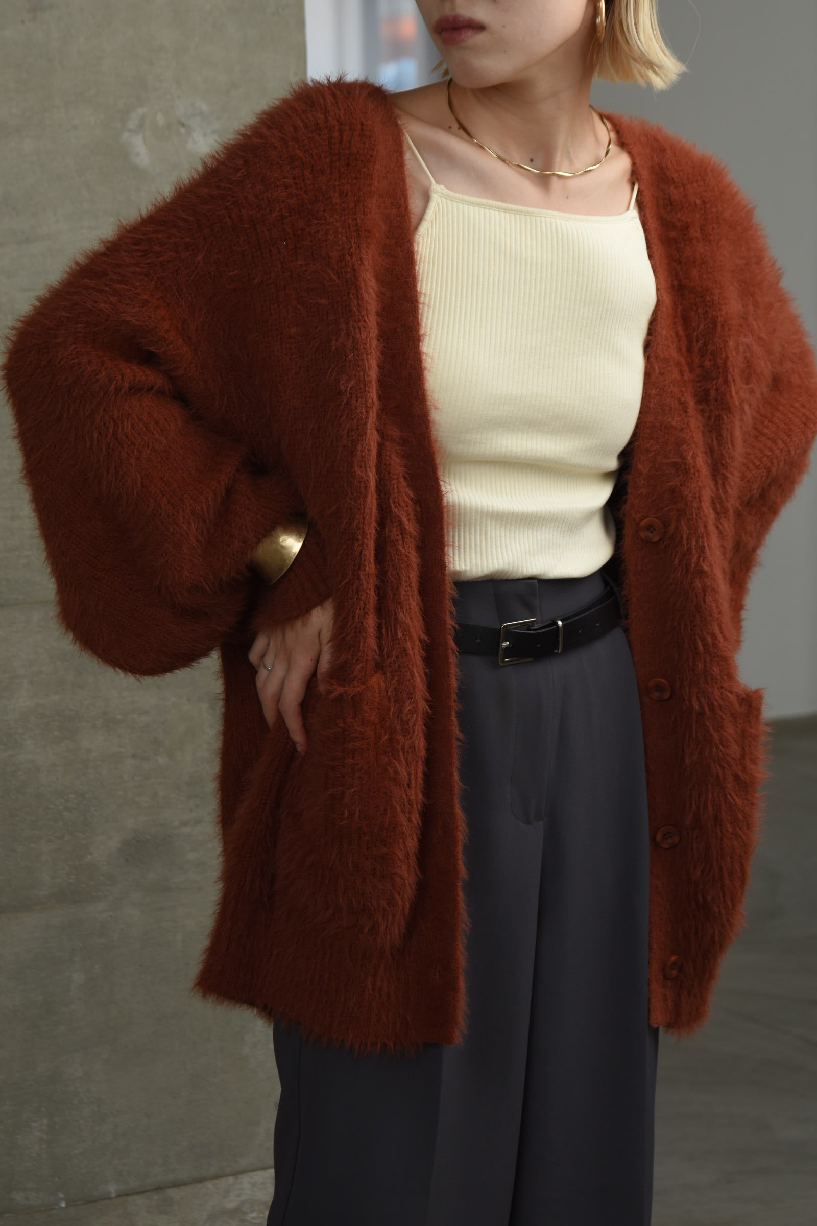 shaggy over size cardigan – eim online（エイム オンライン）