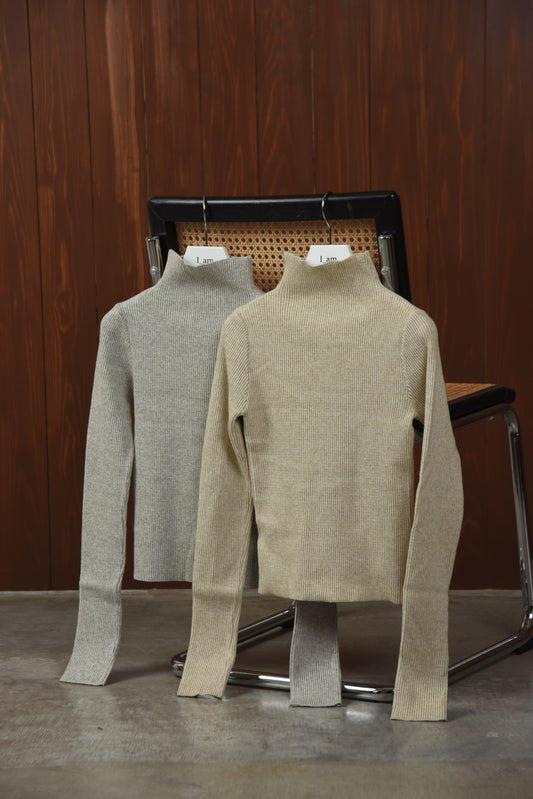 high neck melange knit