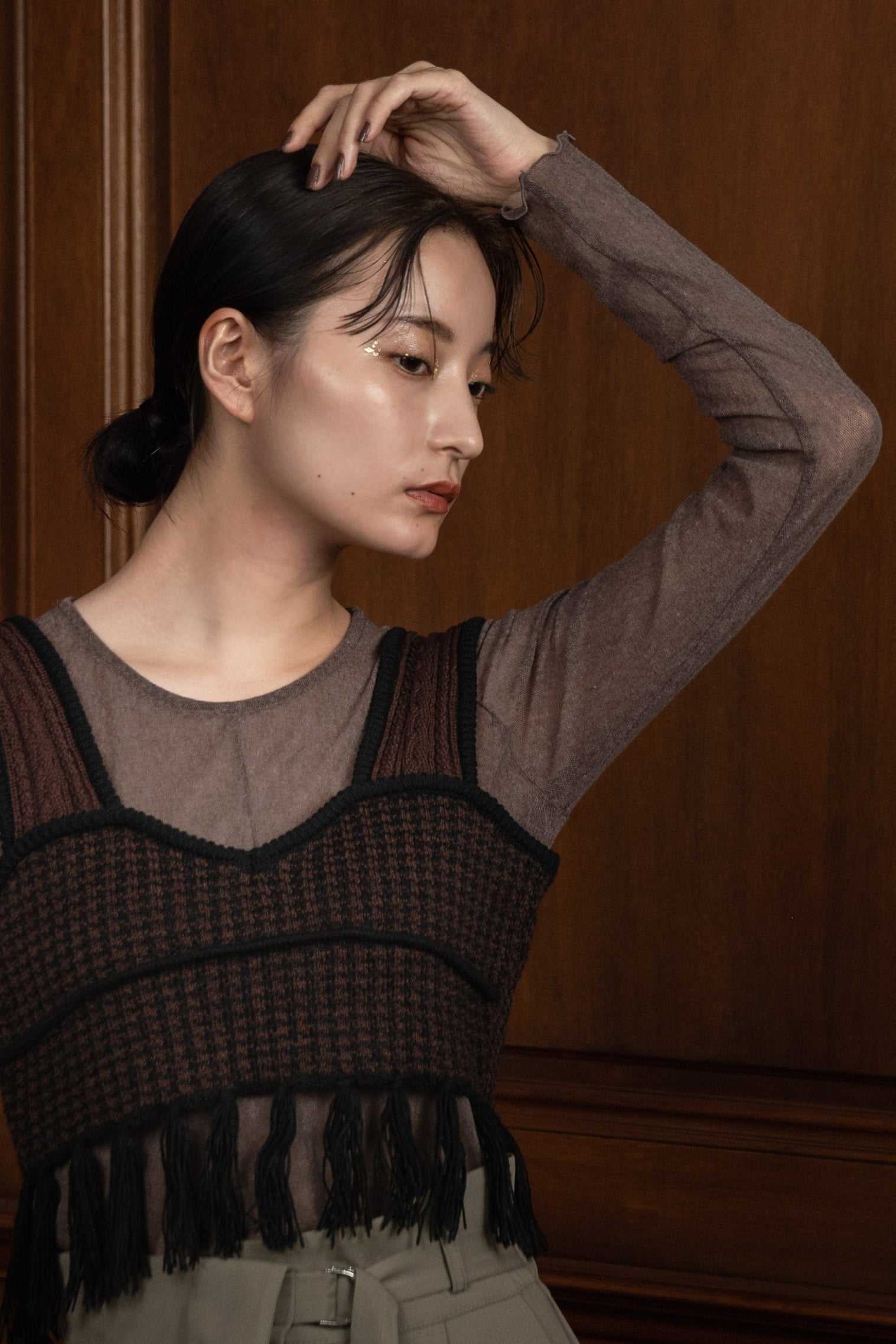 mix pattern fringe knit bustier – eim online（エイム オンライン）