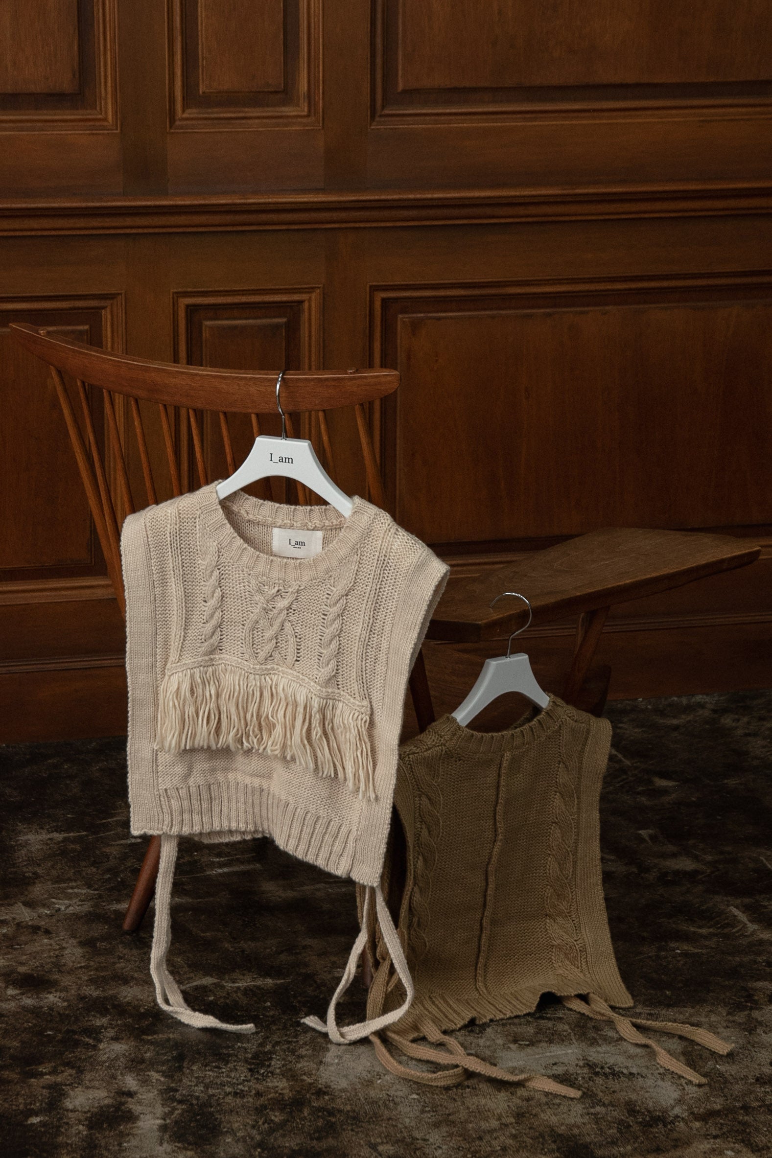 cable knit fringe vest – eim online（エイム オンライン）