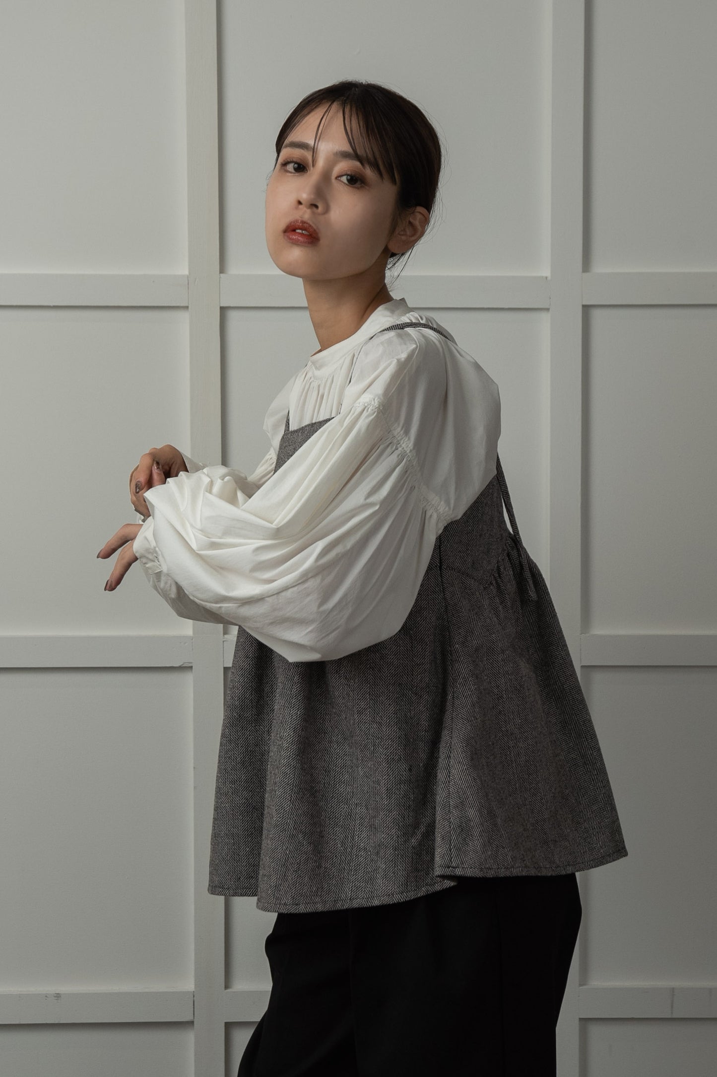 herringbone gather peplum cami