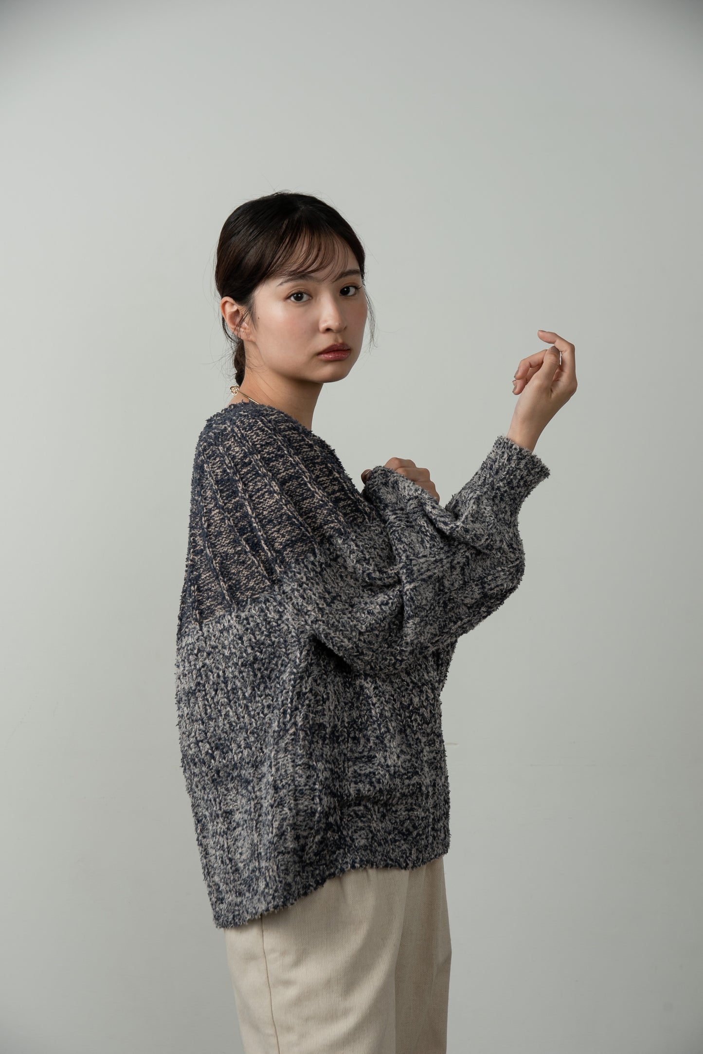 bicolor mix melange knit