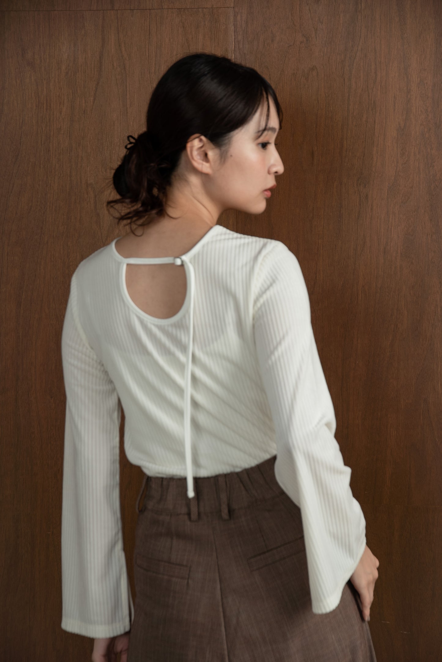 corduroy back open design tops