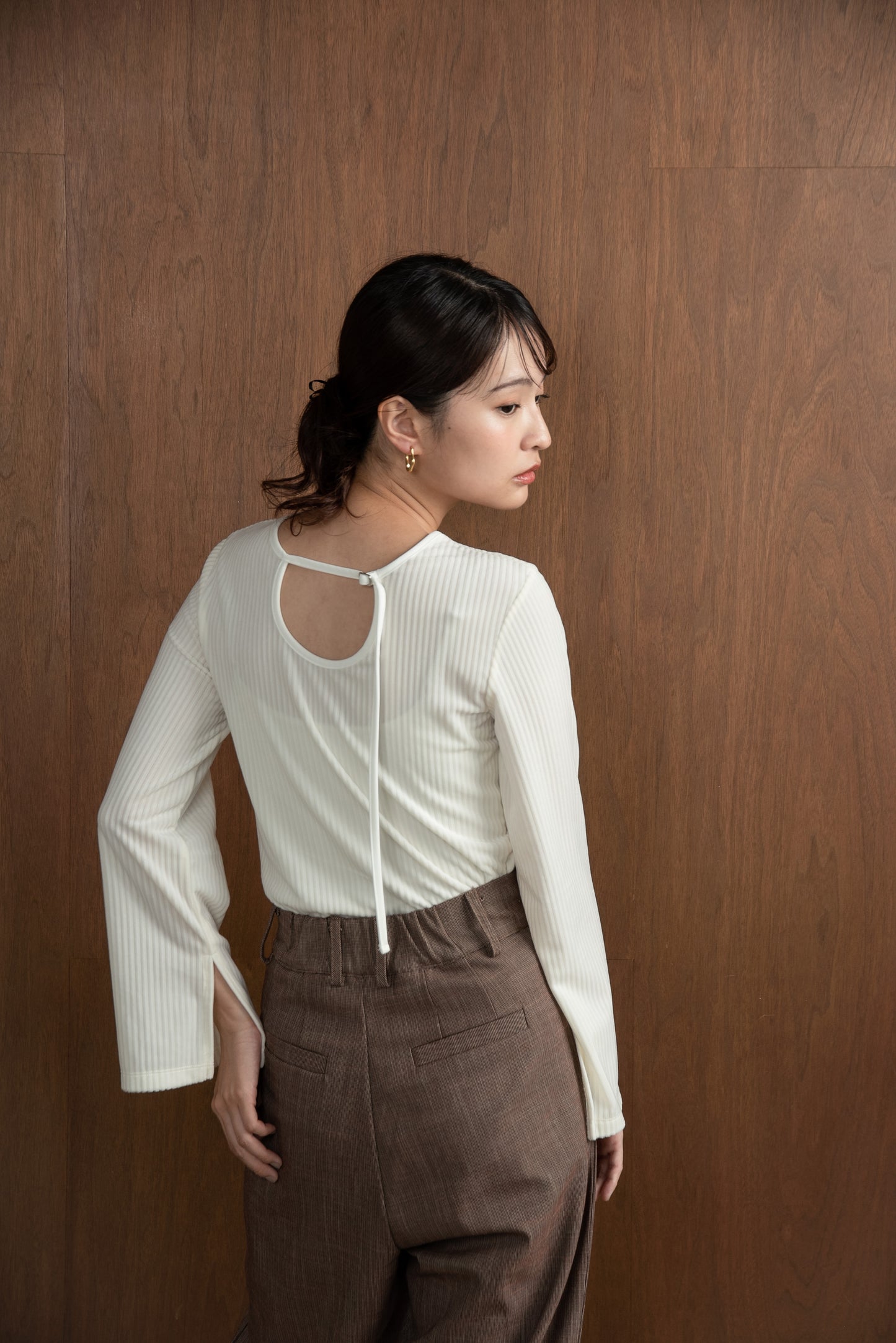 corduroy back open design tops