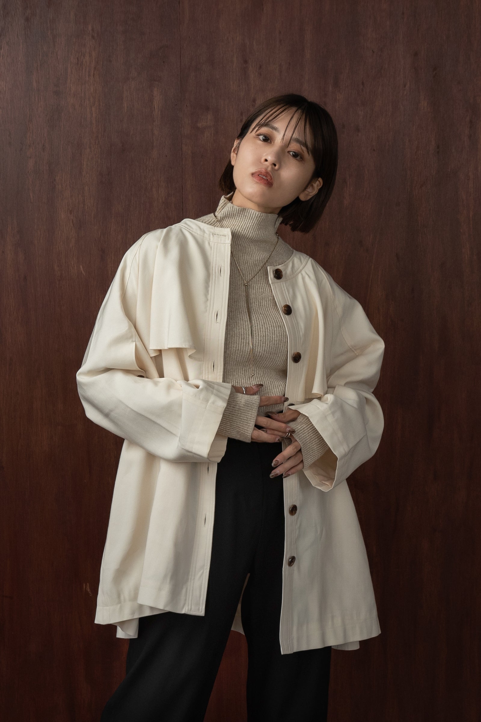 double collar 2way midi trench – eim online（エイム オンライン）