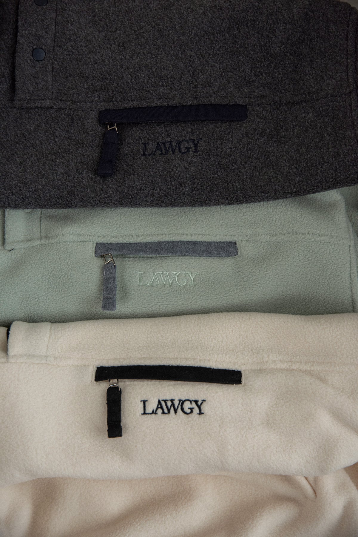 over size embroidery half button fleece
