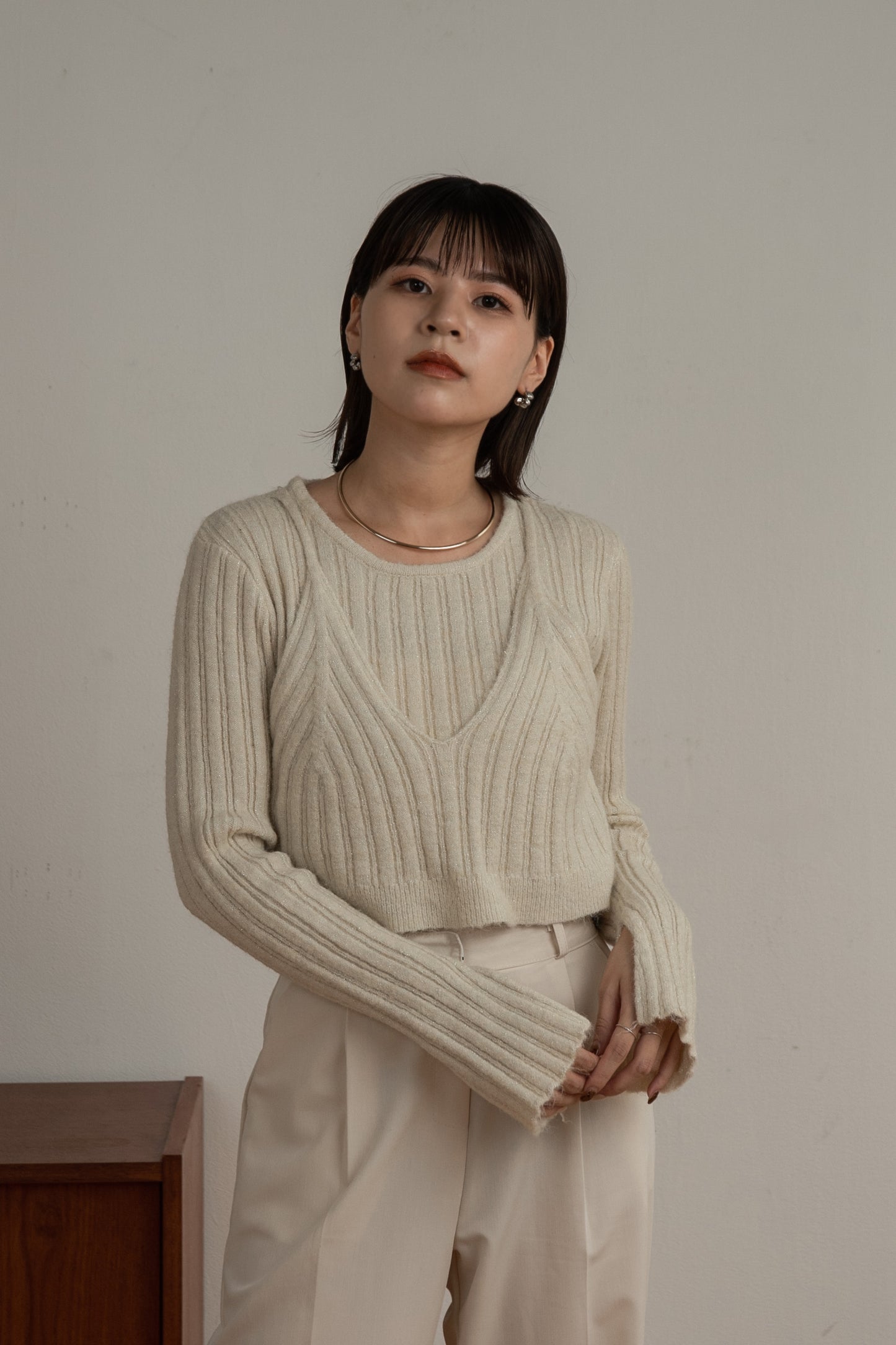 bustier layered glitter knit