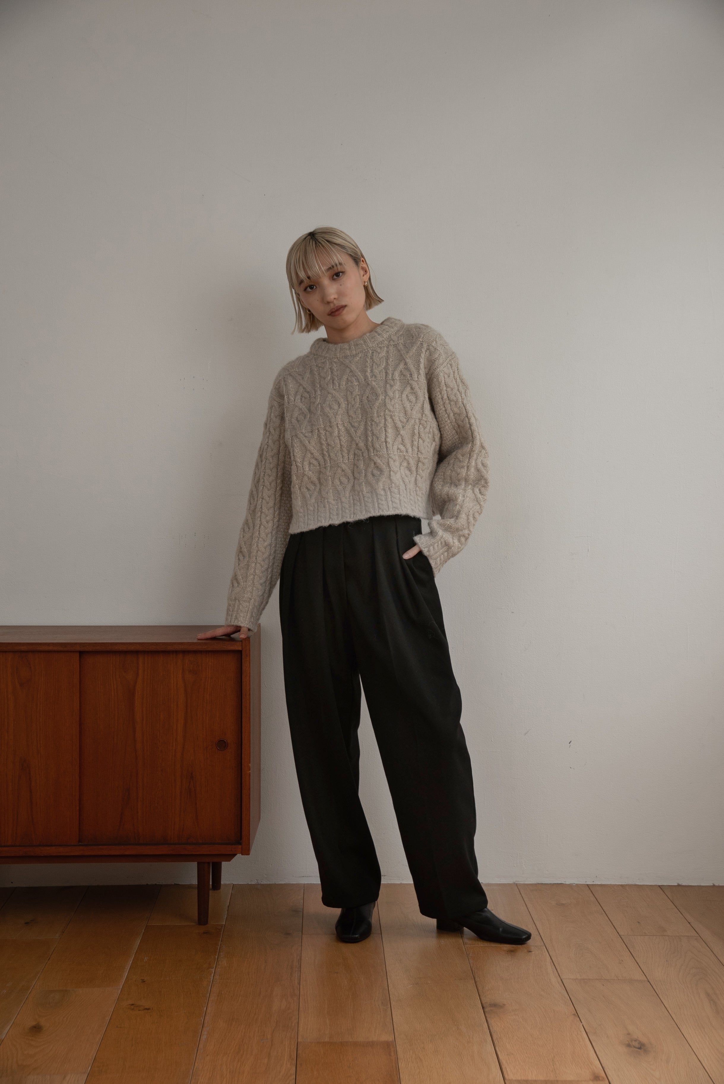 random cable short knit – eim online（エイム オンライン）