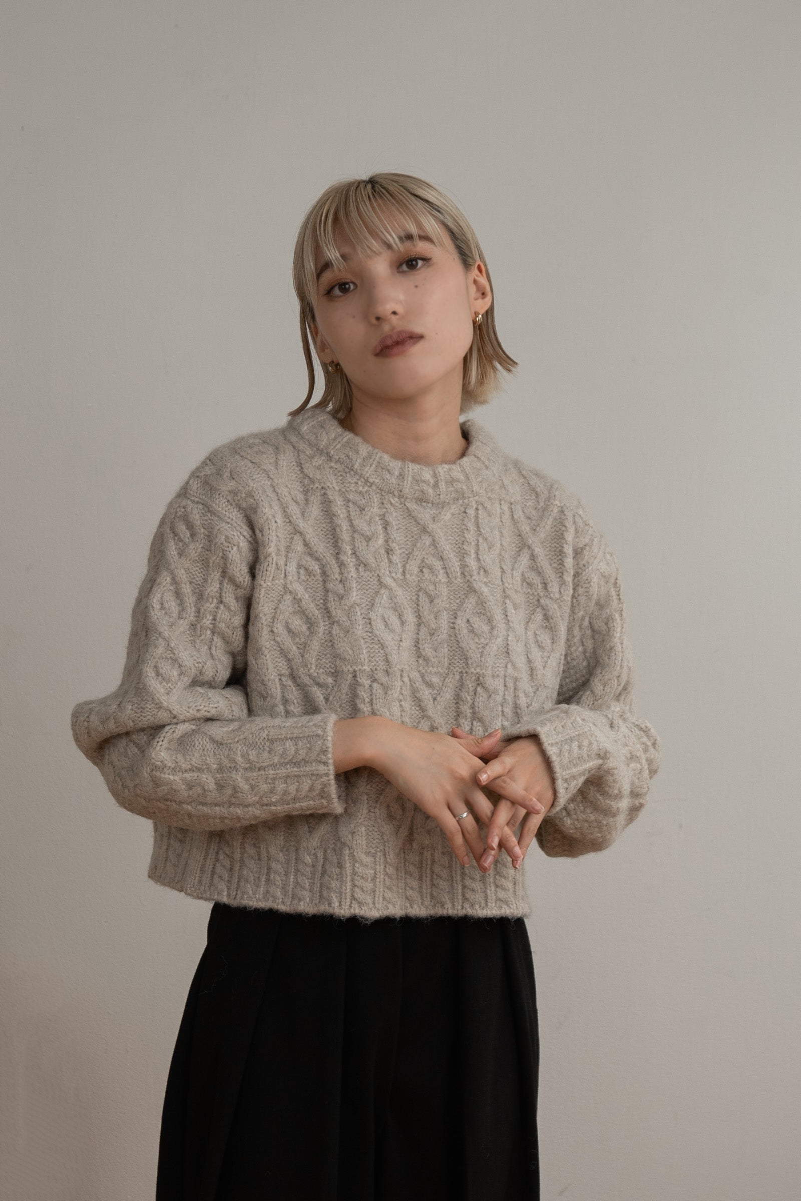 random cable short knit – eim online（エイム オンライン）