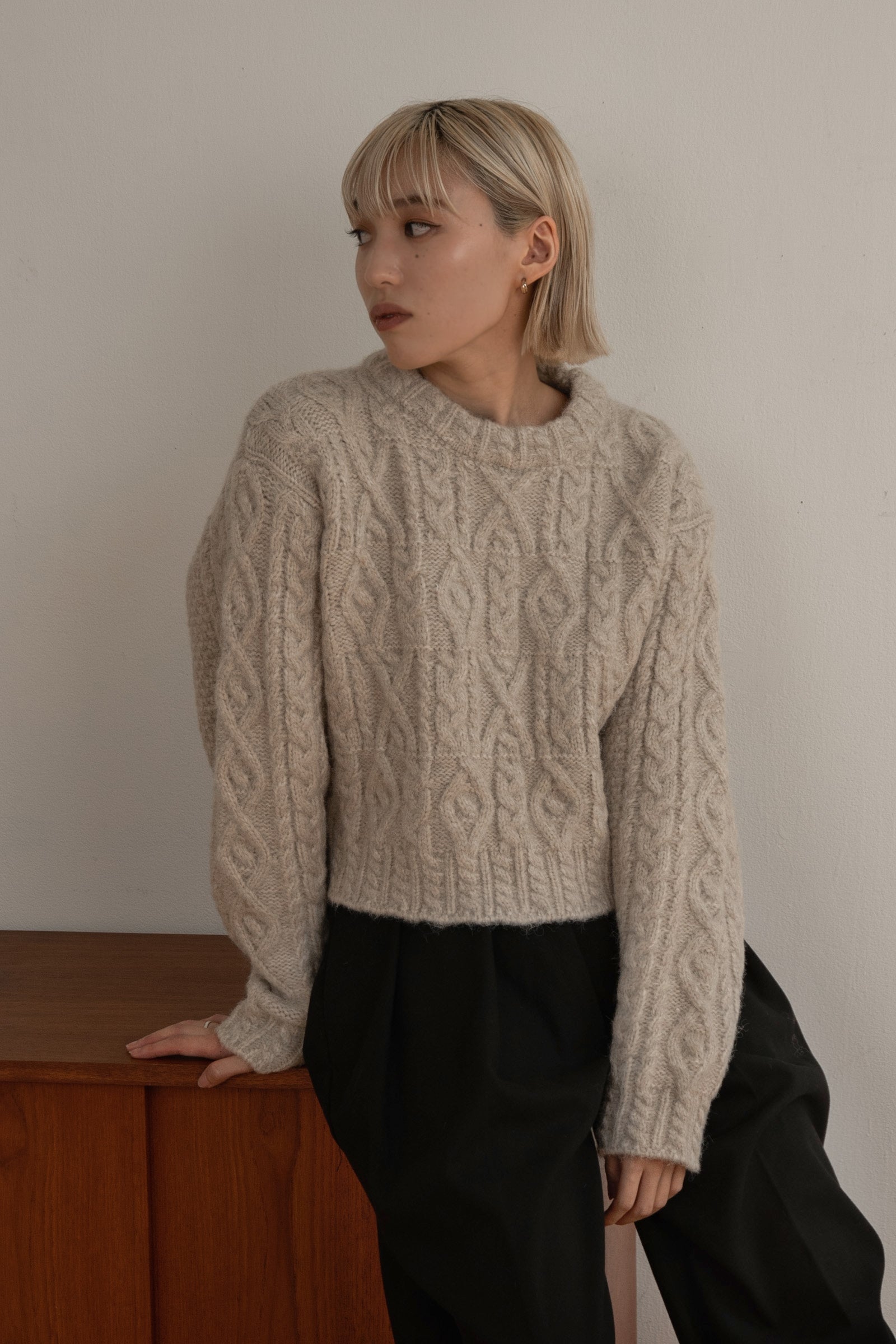 random cable short knit – eim online（エイム オンライン）