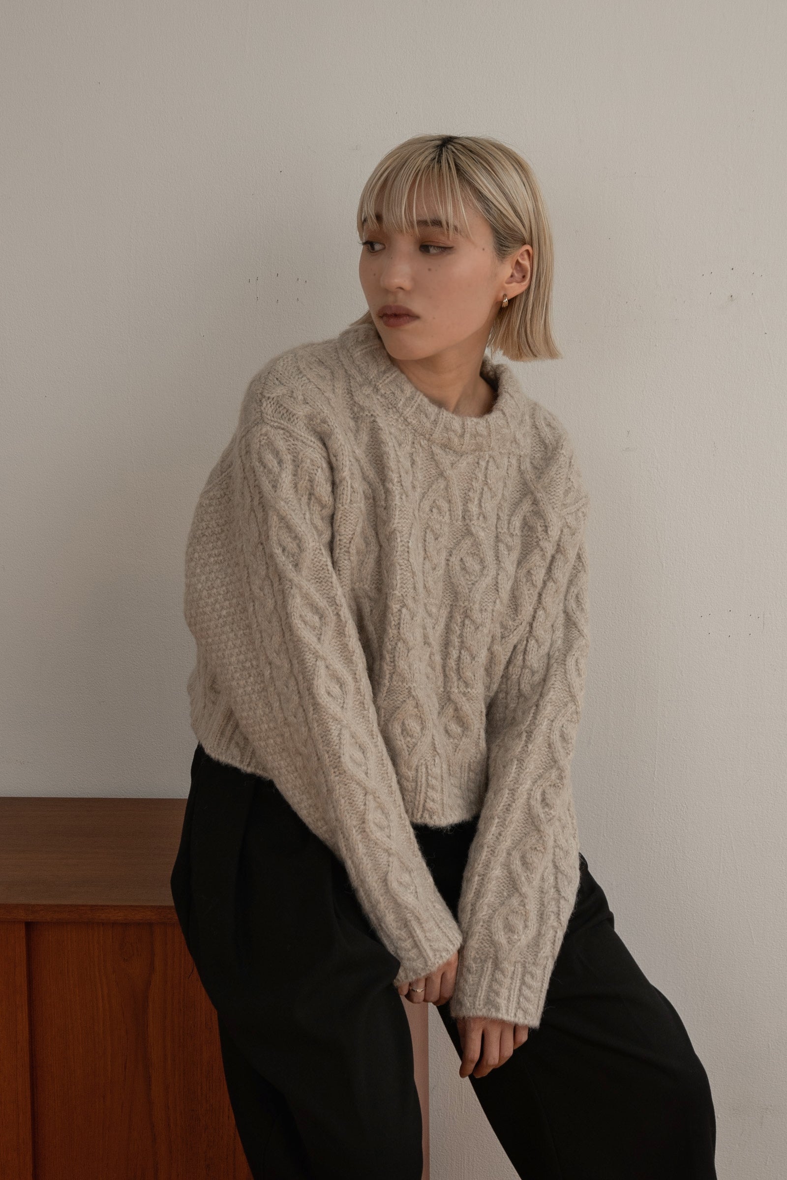 random cable short knit – eim online（エイム オンライン）