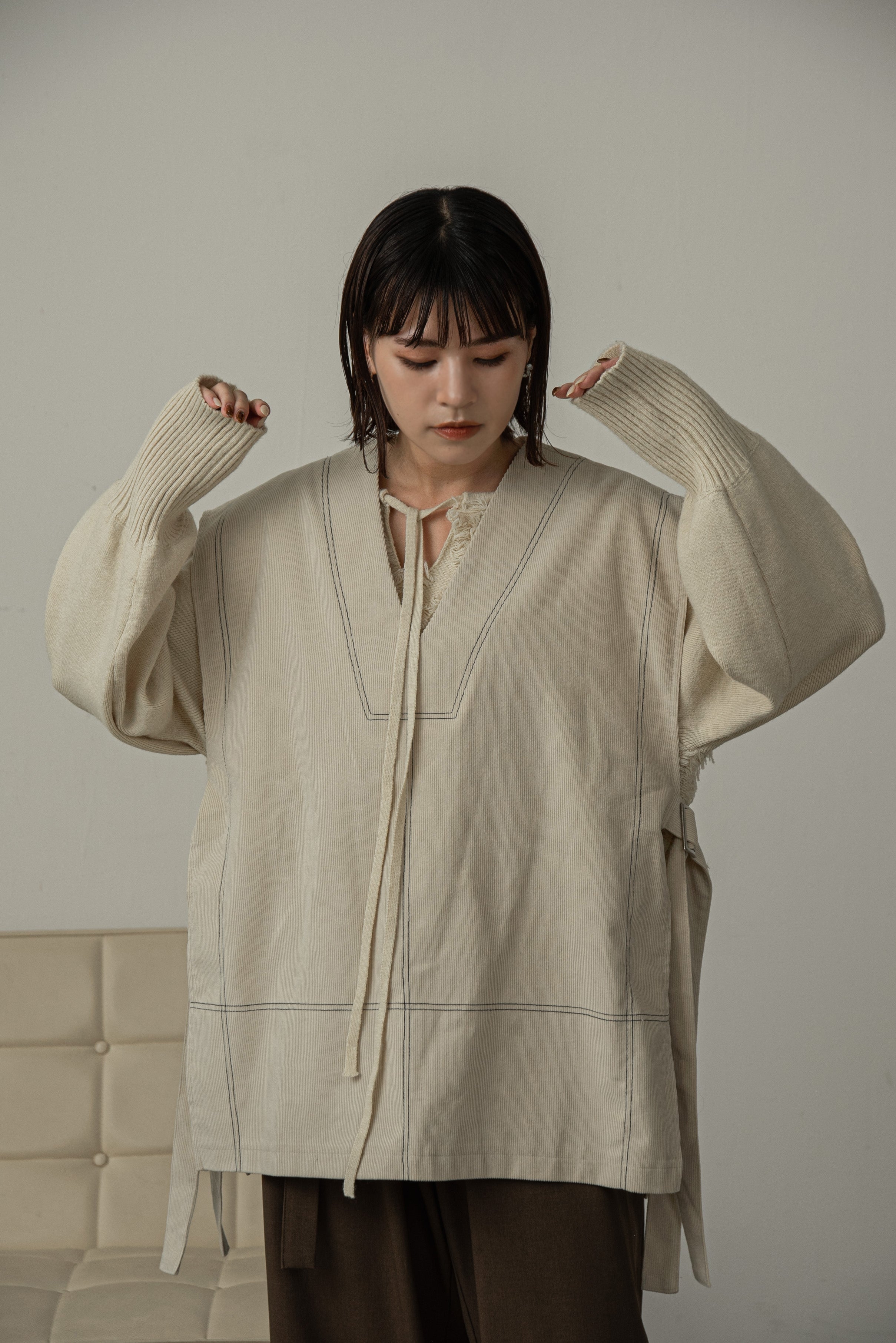 corduroy double stitch design vest【eim plus+限定アイテム】 – eim