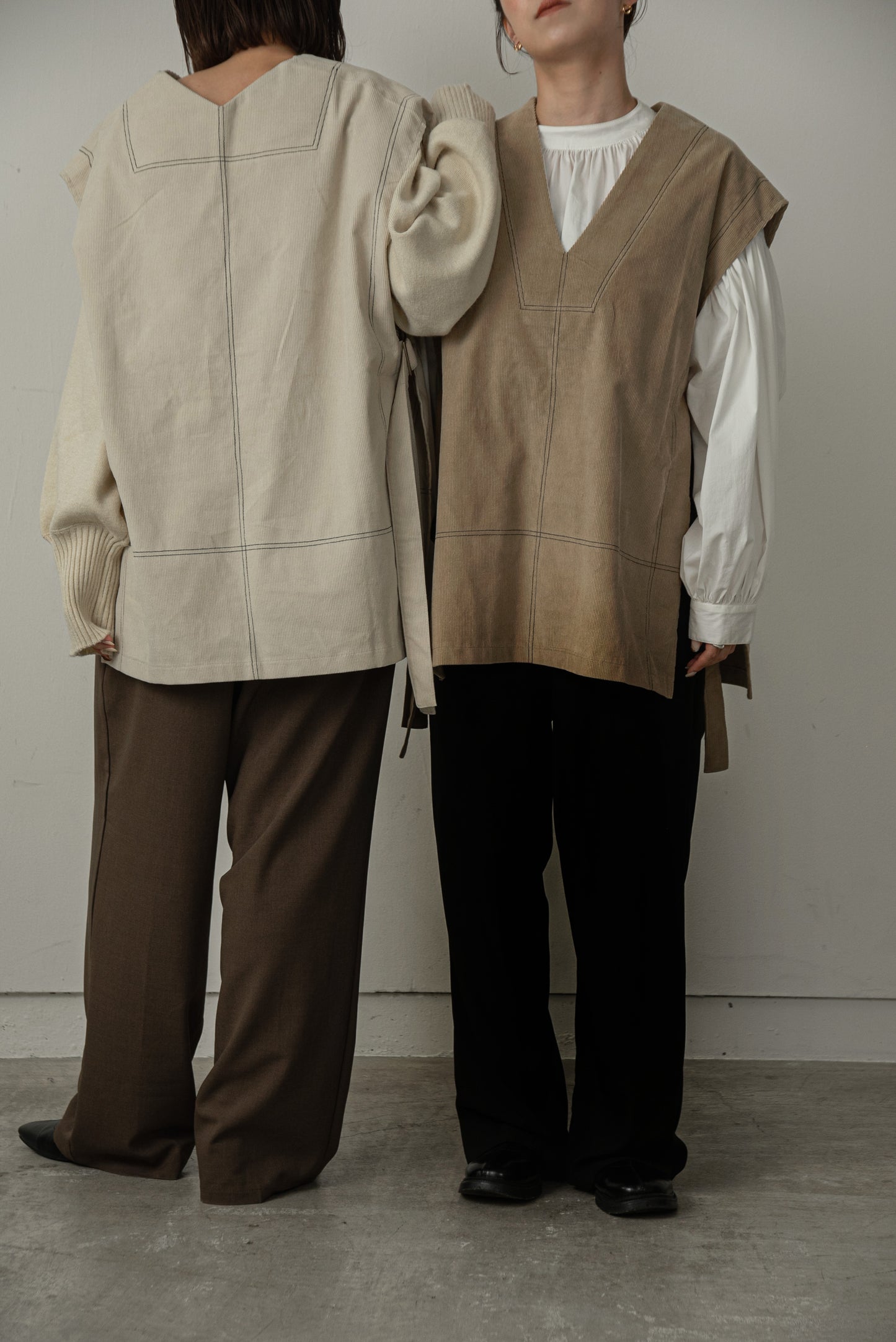 corduroy double stitch design vest【eim plus+限定アイテム】